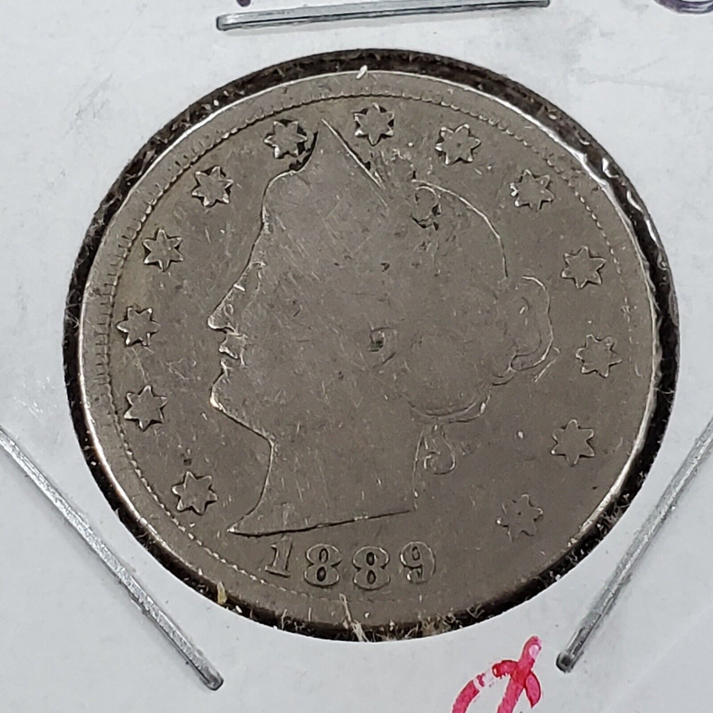 1889 P Liberty Head V Nickel Average G Good Circ