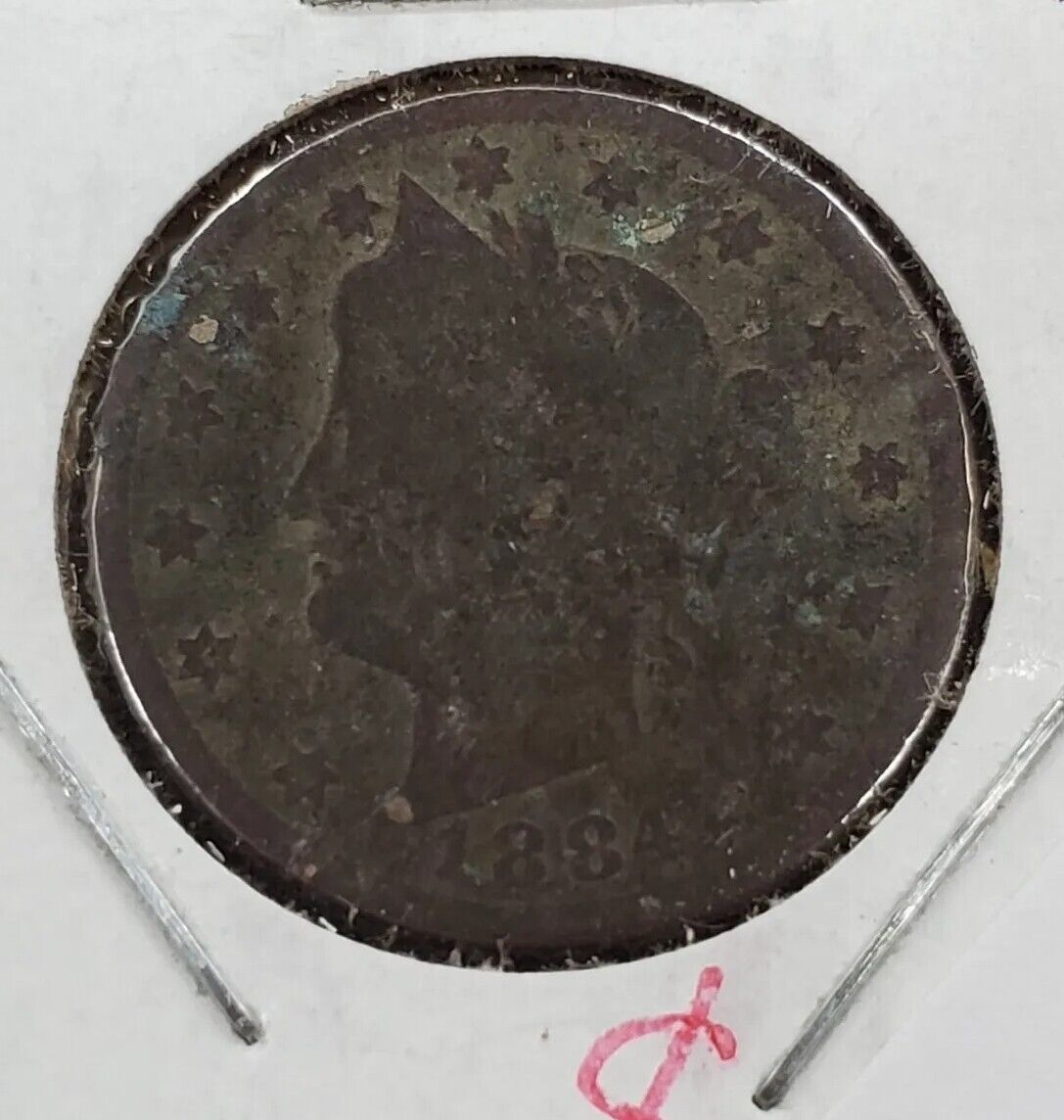 1884 P Liberty Head V Nickel Circulated Condition AG Details