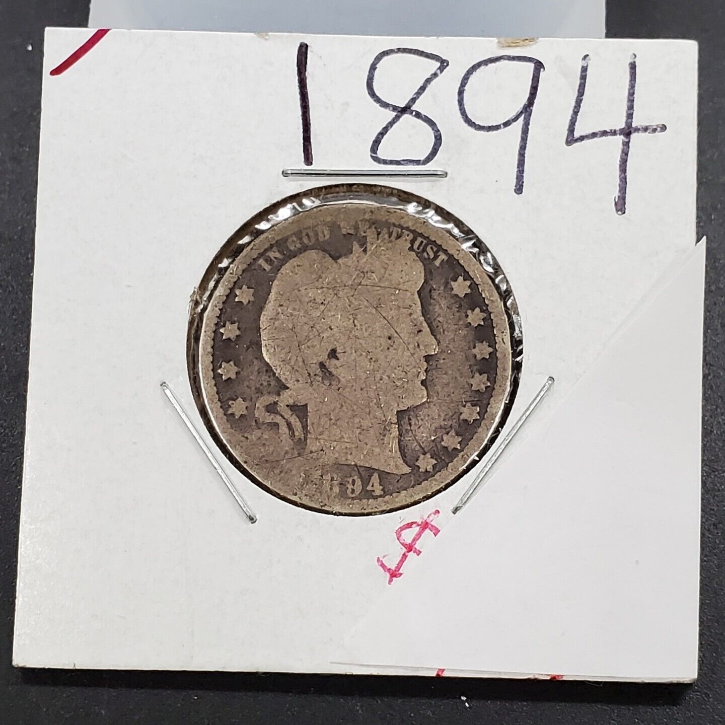 1894 P Barber Silver Eagle Quarter Coin AG ABOUT GOOD Circulated