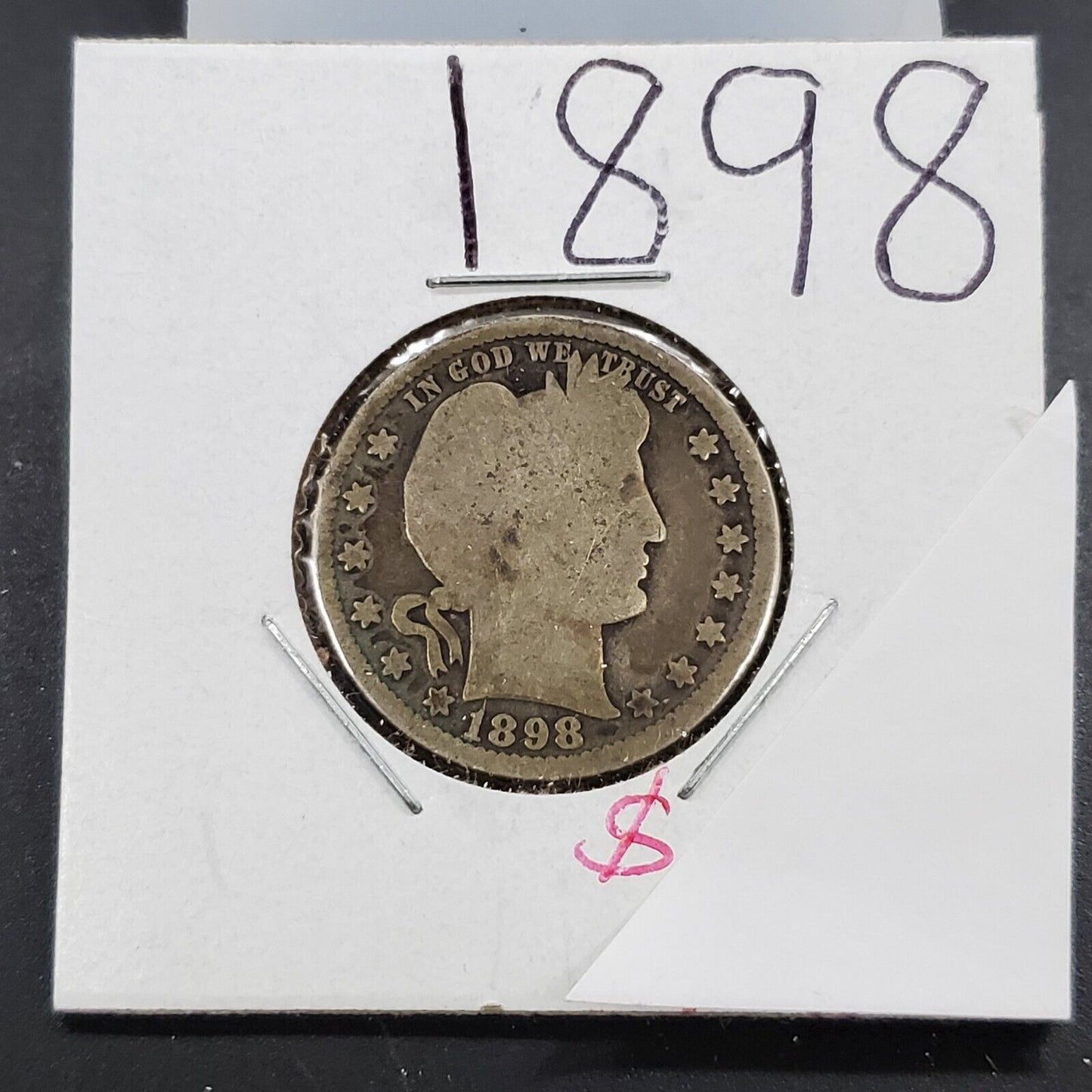 1898 P Barber Silver Eagle Quarter Coin Good Circulated