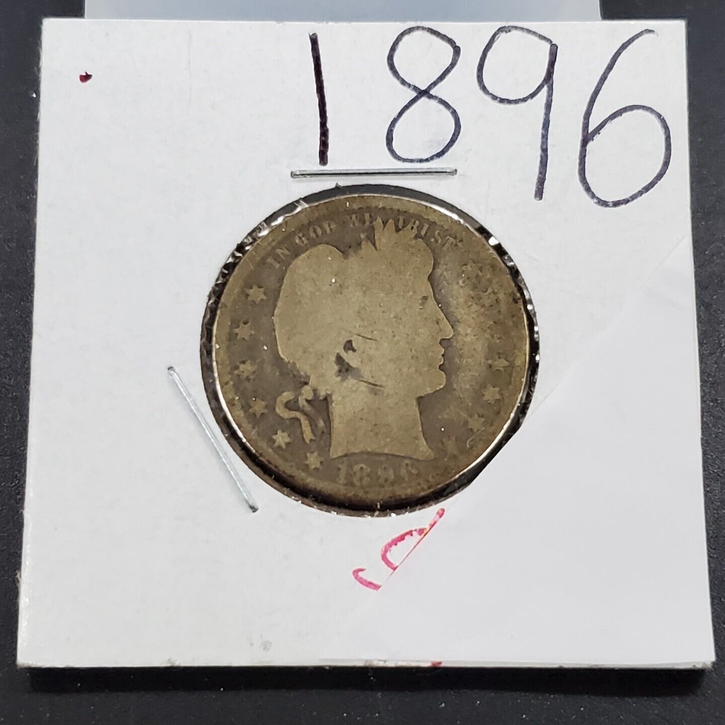 1896 P Barber Silver Eagle Quarter Coin Circulated AG About Good