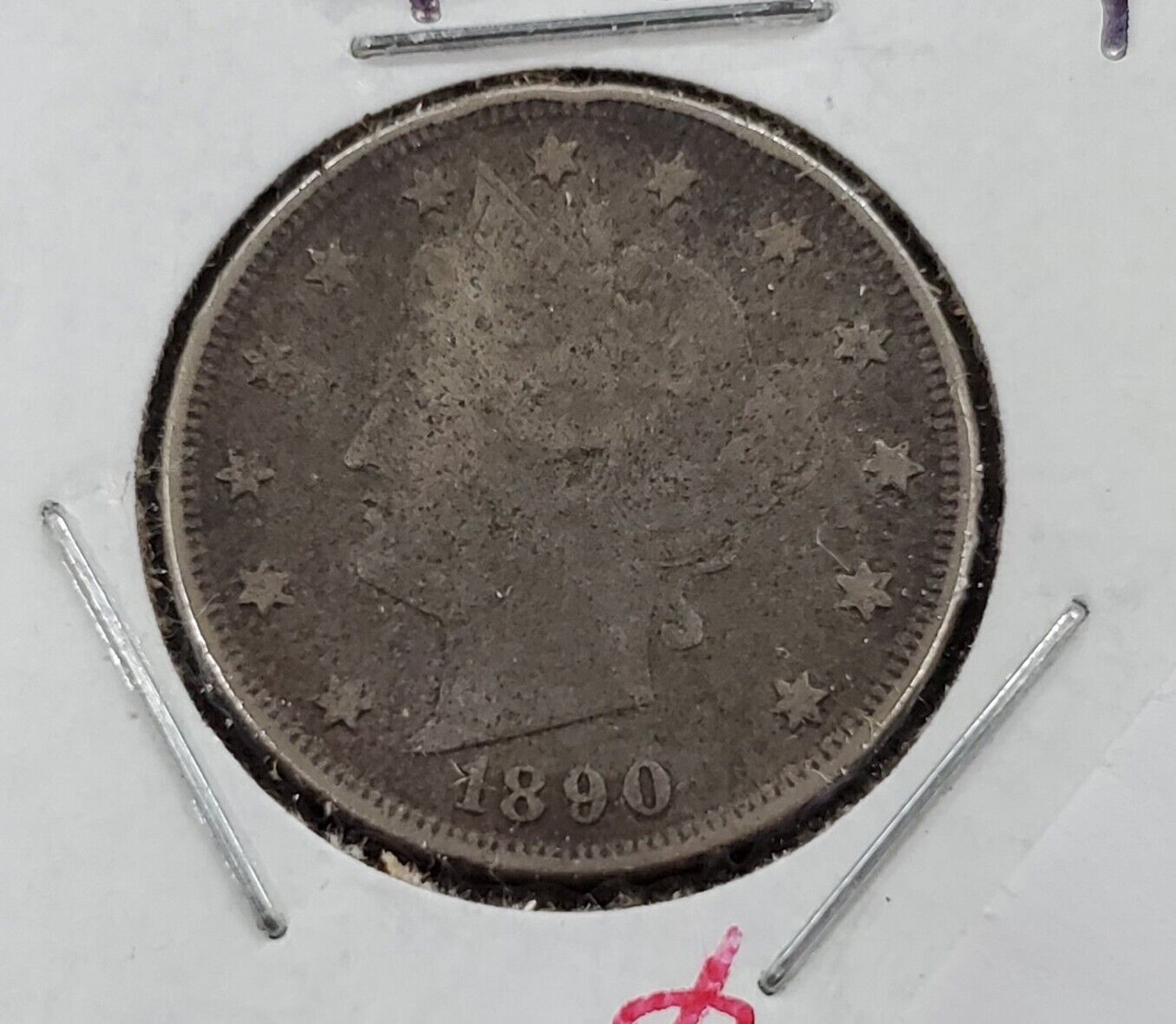 1890 Liberty Head V Nickel Neat Circ VG DETAILS ED