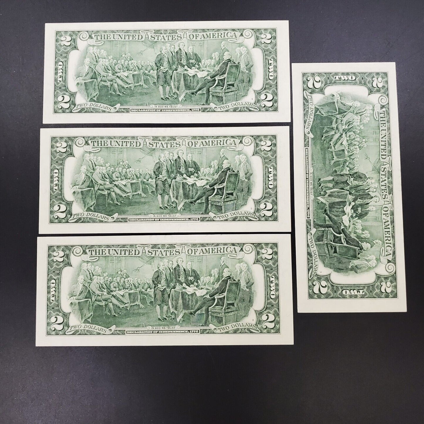 4 CONSECUTIVE $2 2003 FRN FEDERAL RESERVE NOTE CH UNC Two Dollar Bill Green Seal