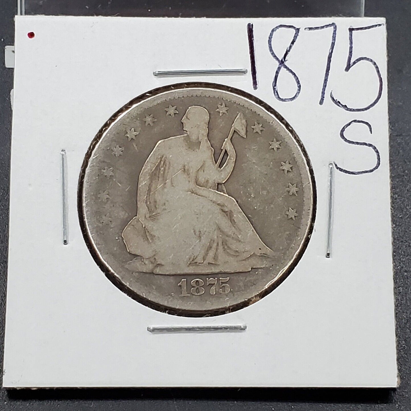 1875 S Seated Liberty Half Dollar 50c Silver Coin Circ Choice AG / Good