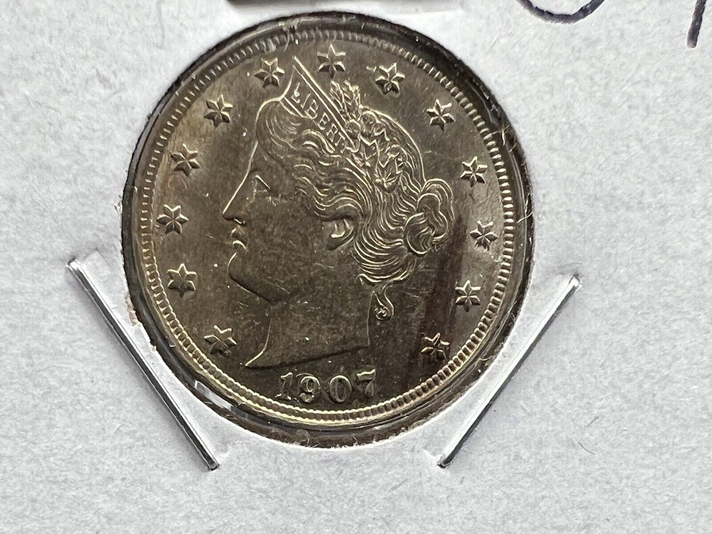1907 Liberty Head V Nickel BU UNC Laminated Planchet Error