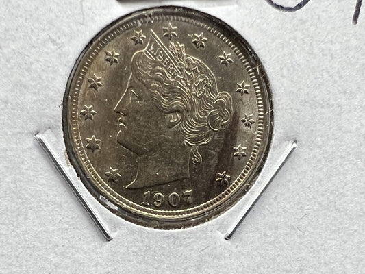 1907 Liberty Head V Nickel BU UNC Laminated Planchet Error