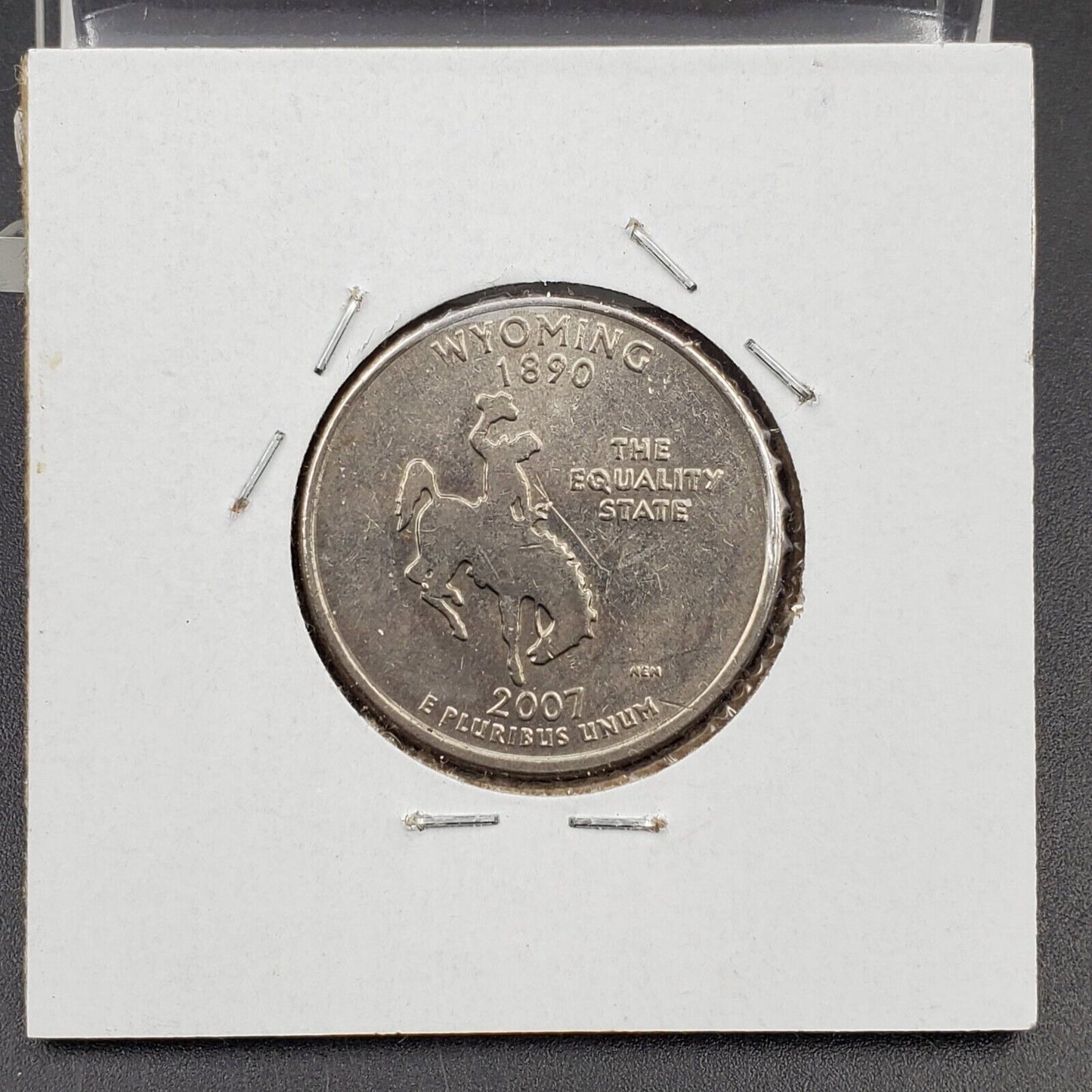 2007 P State Quarter 25c Coin Wyoming Rim Cud Error AU about UNC Circ