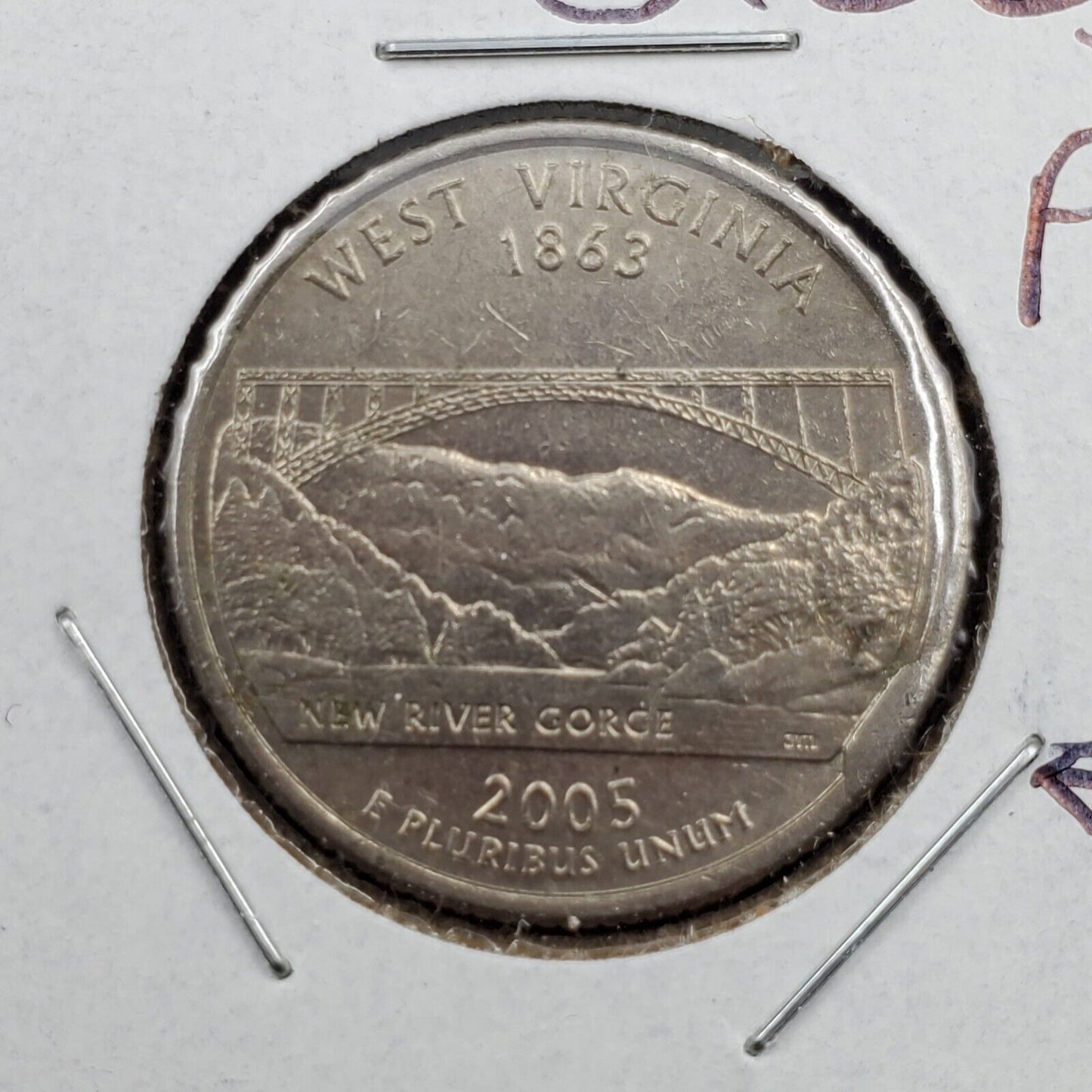 2005 P West Virginia State Quarter Clad 25c Coin CUD Error EF XF Extra Fine Circ