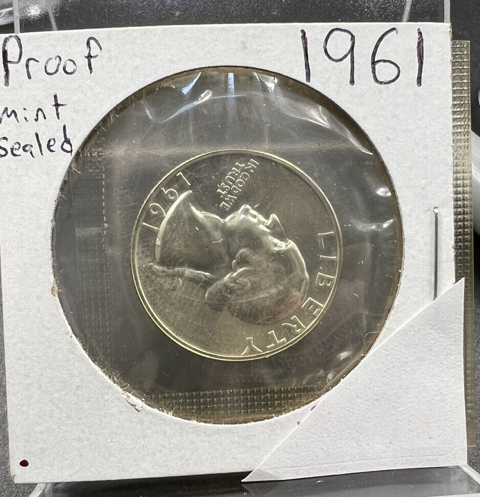 1961 Washington Quarter Choice Gem Proof 90% Silver 25c US Coin in mint cello