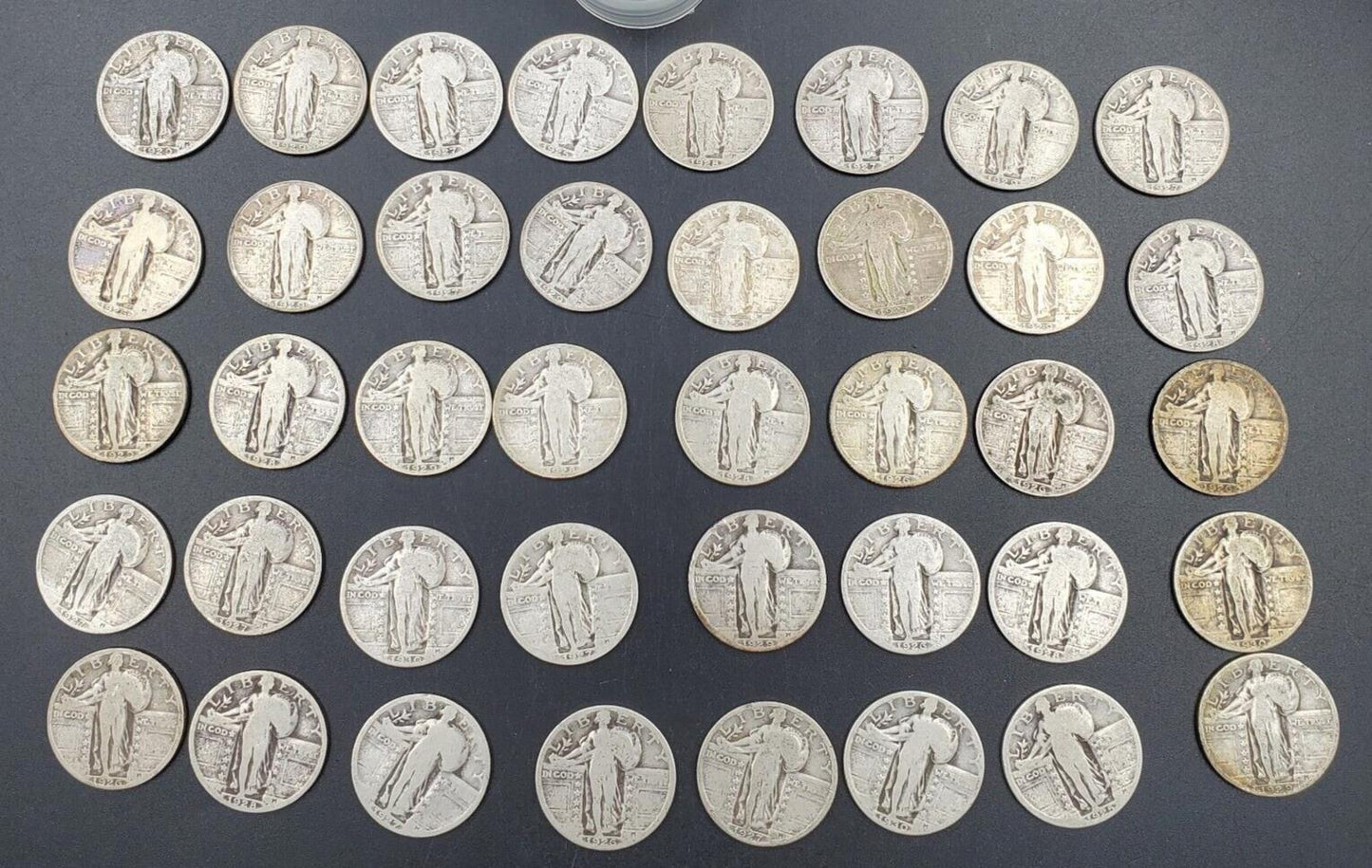 1925-30 Standing Liberty 90% SILVER Quarter Roll 40 Coins DATED CH AG / G