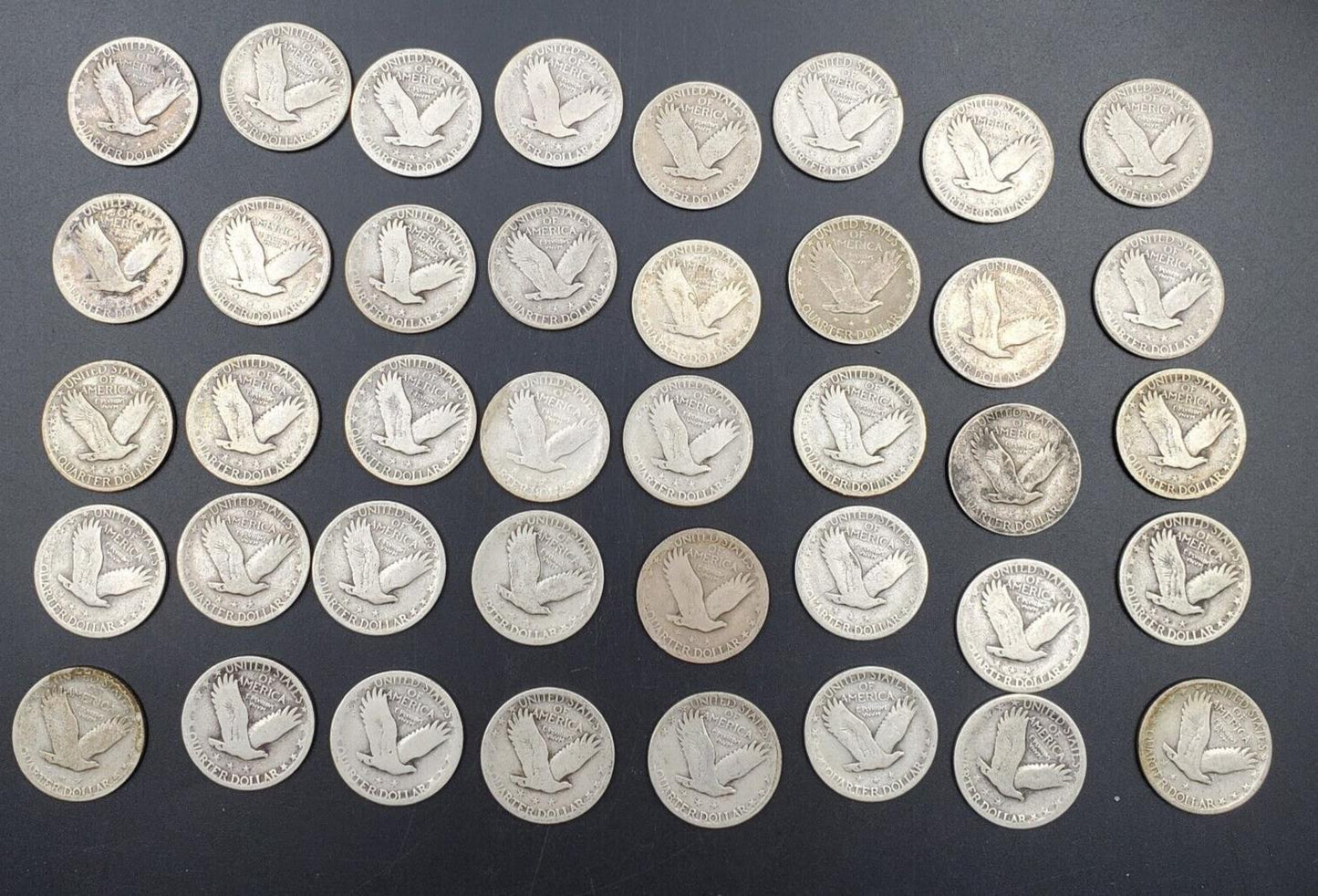 1925-30 Standing Liberty 90% SILVER Quarter Roll 40 Coins DATED CH AG / G