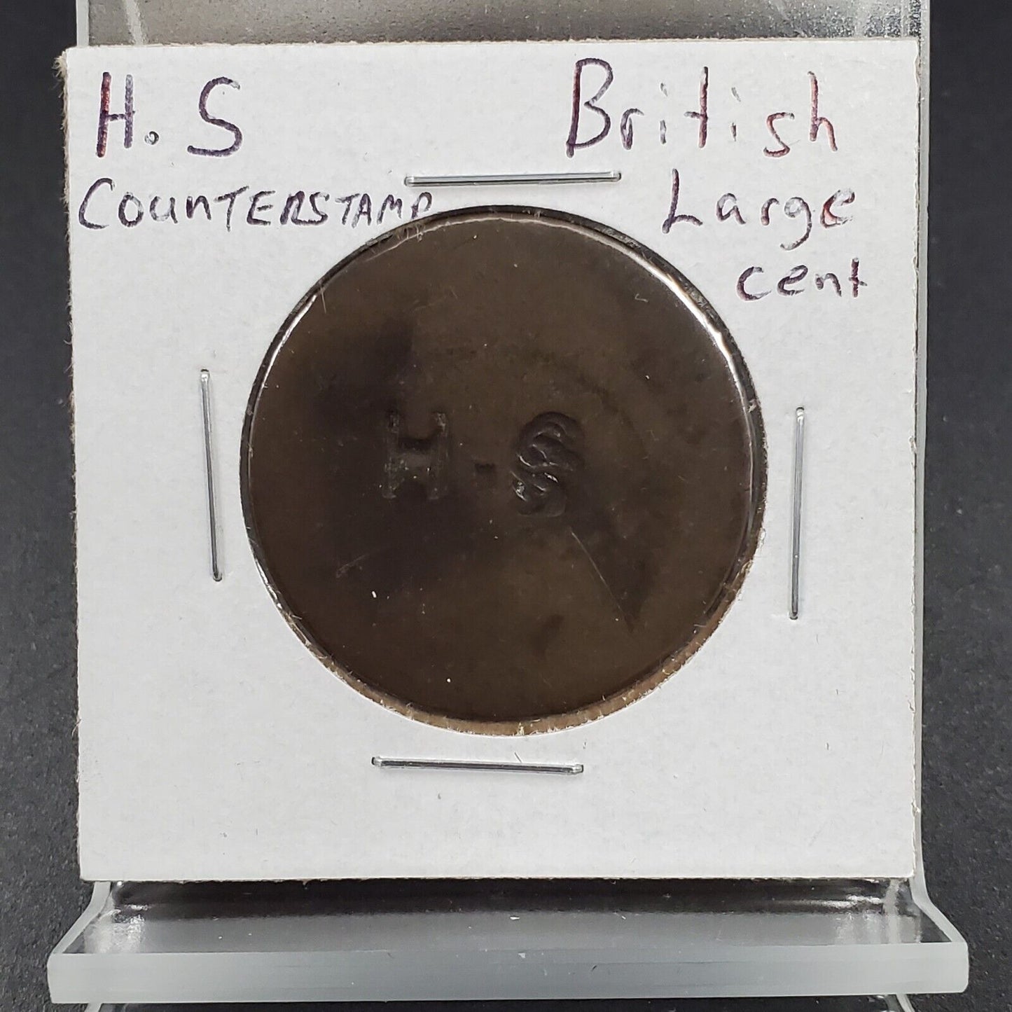 British Large Cent H.S. Counterstamp Very Circulated Condition
