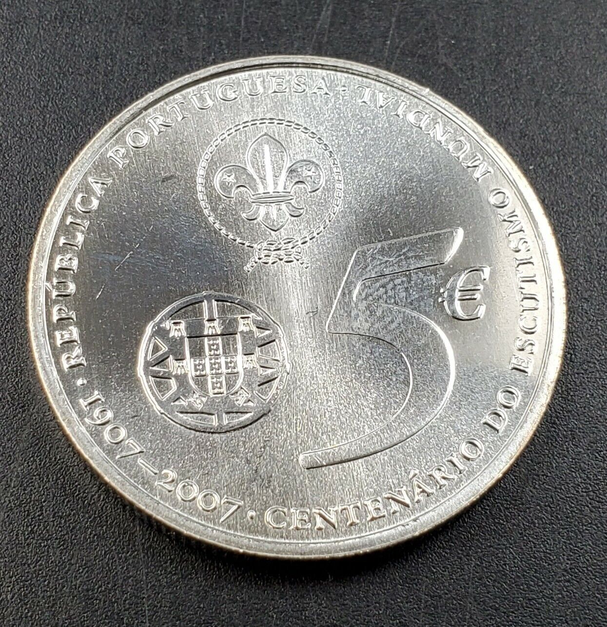 PORTUGAL 5 Euro ND 2007 Silver - World Scouting Centennial Gem BU Unc