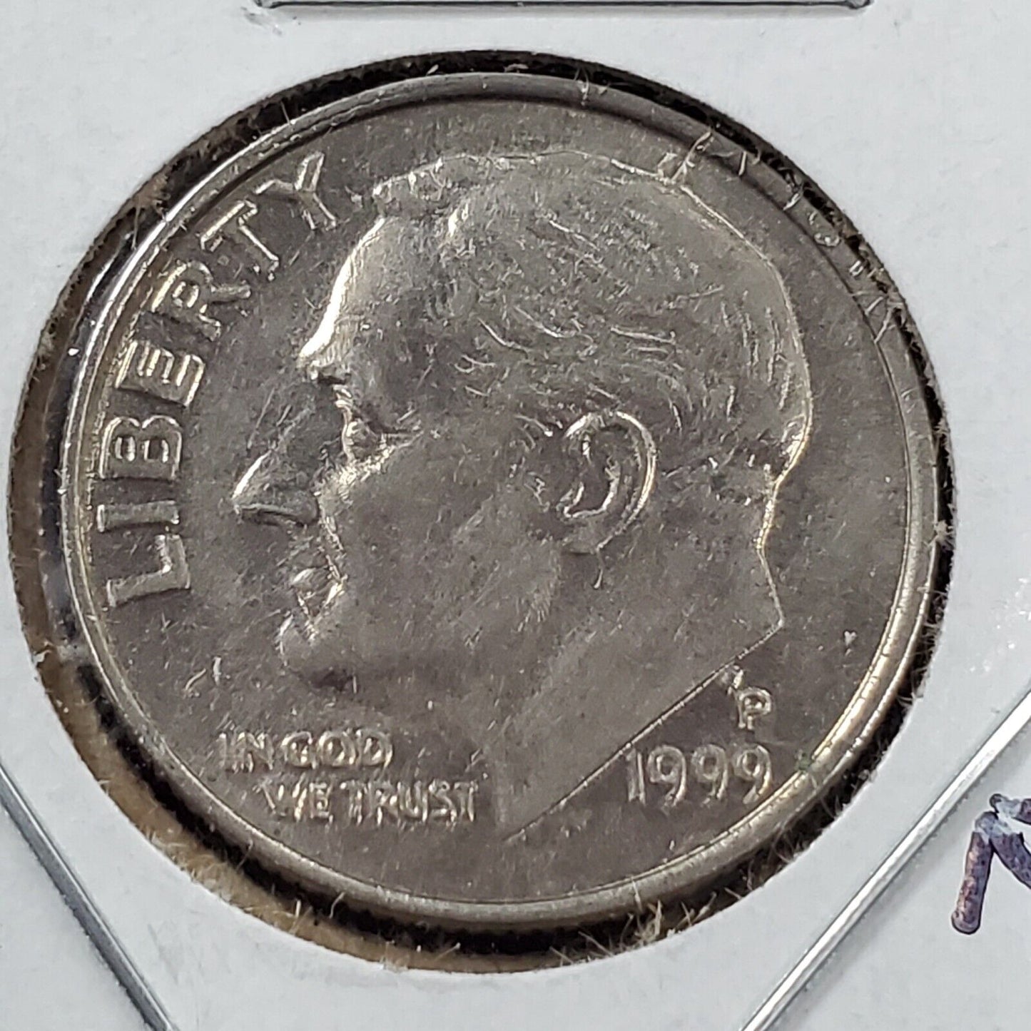 1999 P Roosevelt Dime Coin Die chip Break obverse XF EF