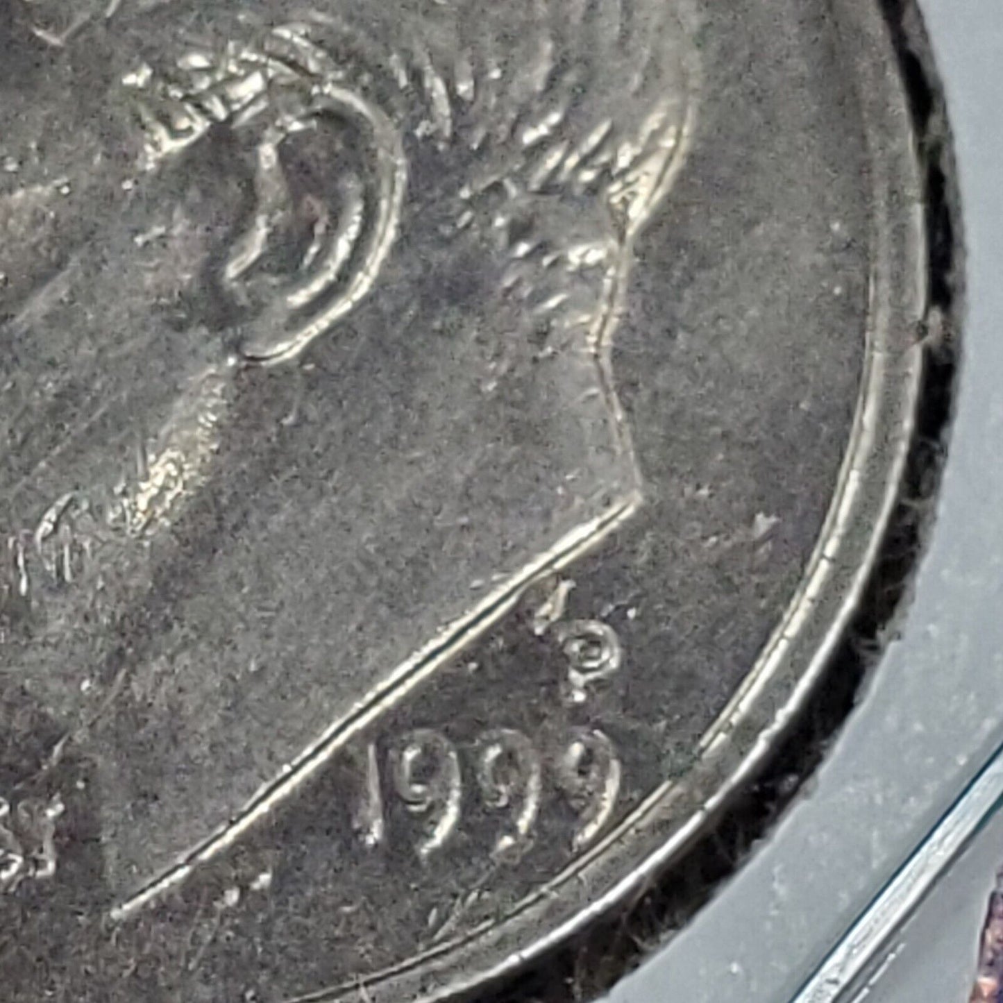 1999 P Roosevelt Dime Coin Die chip Break obverse XF EF