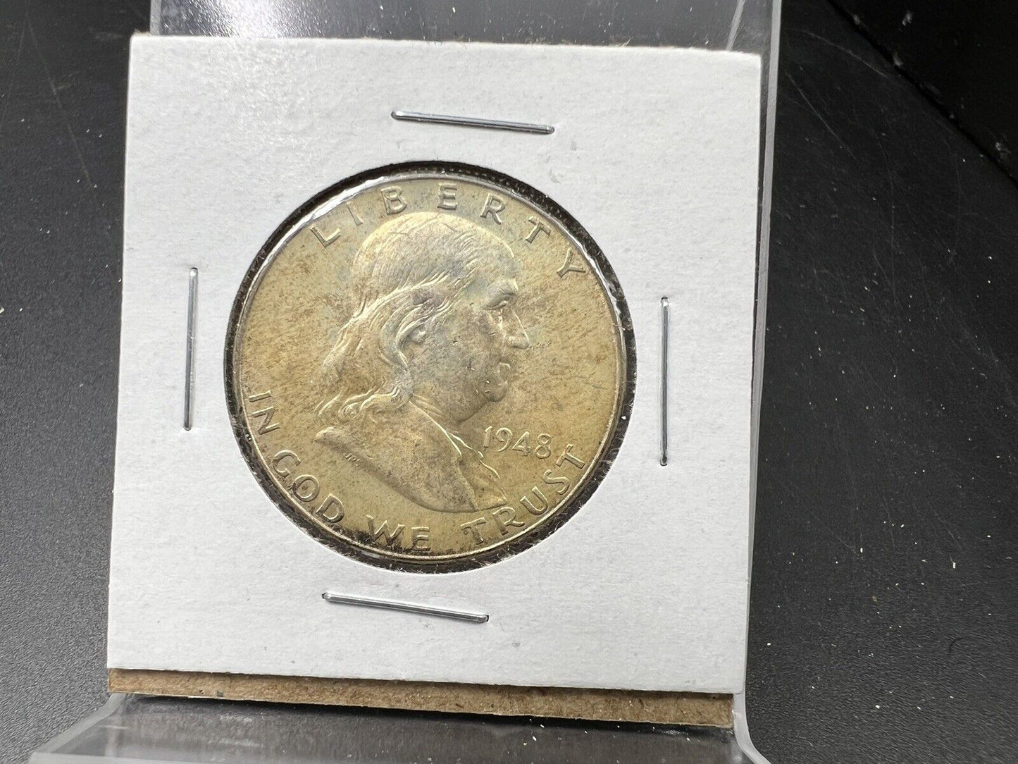 1948 P Franklin Silver Half Dollar Coin BU UNC FBL Full Bell Line Neat Toning
