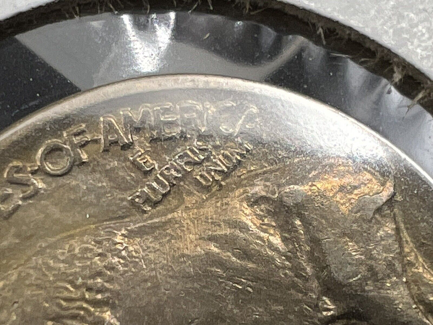 1913 P Buffalo Indian Head Nickel 5c AU About UNC Type 1 Die Clash @ E Plurubus