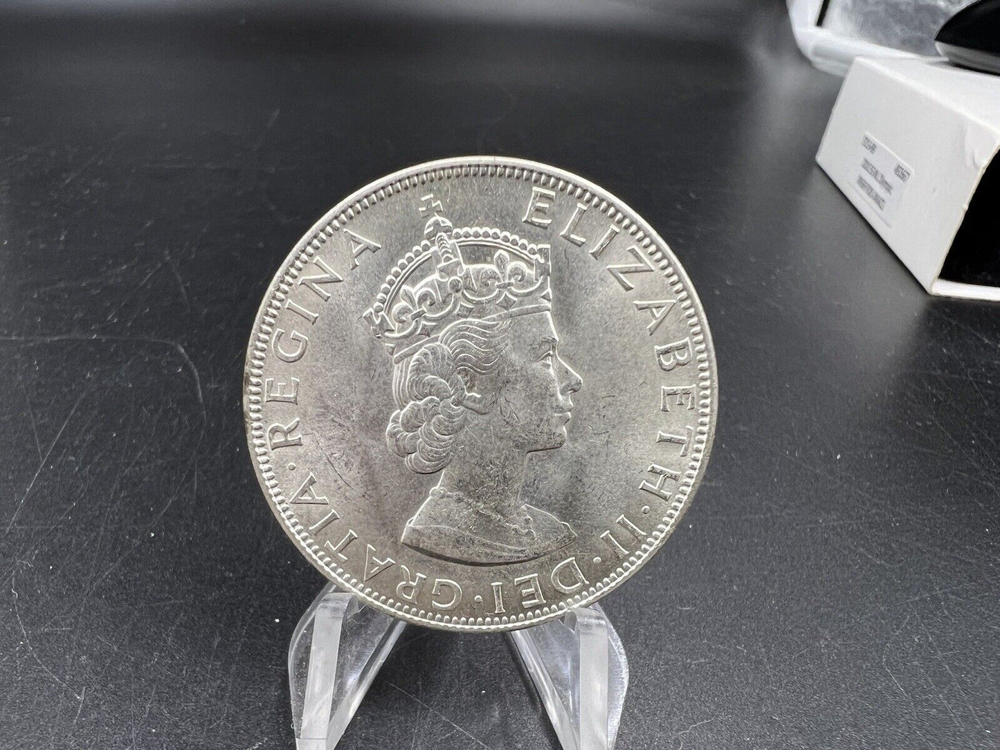 Silver 1964 One Bermuda Crown, 50% Silver 1 Crown Coin Lion Shield KM #14 GEM BU