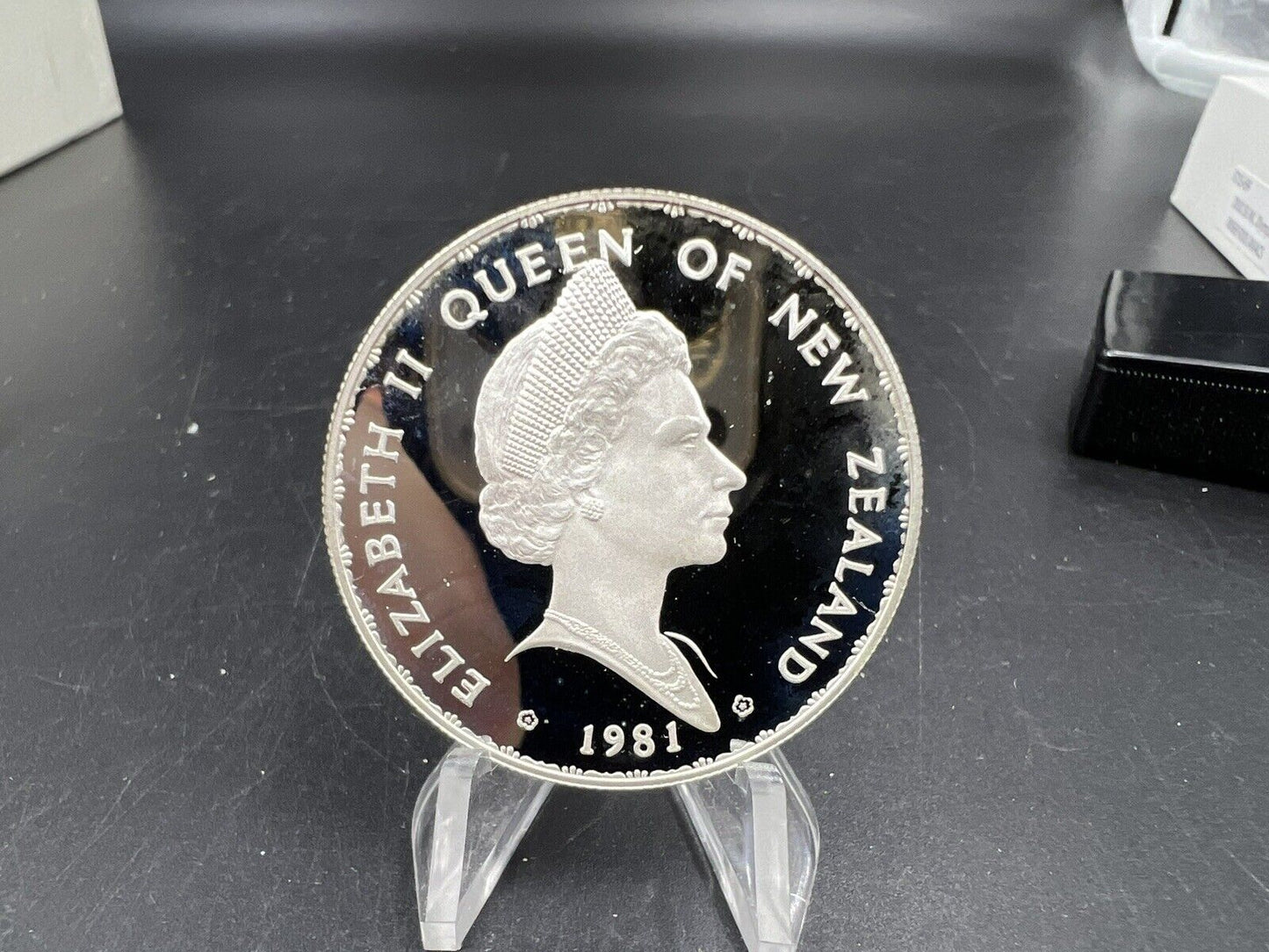 1991 New Zealand Proof Queen Elizabeth Royal Visit GEM Proof Silver Dollar Coin