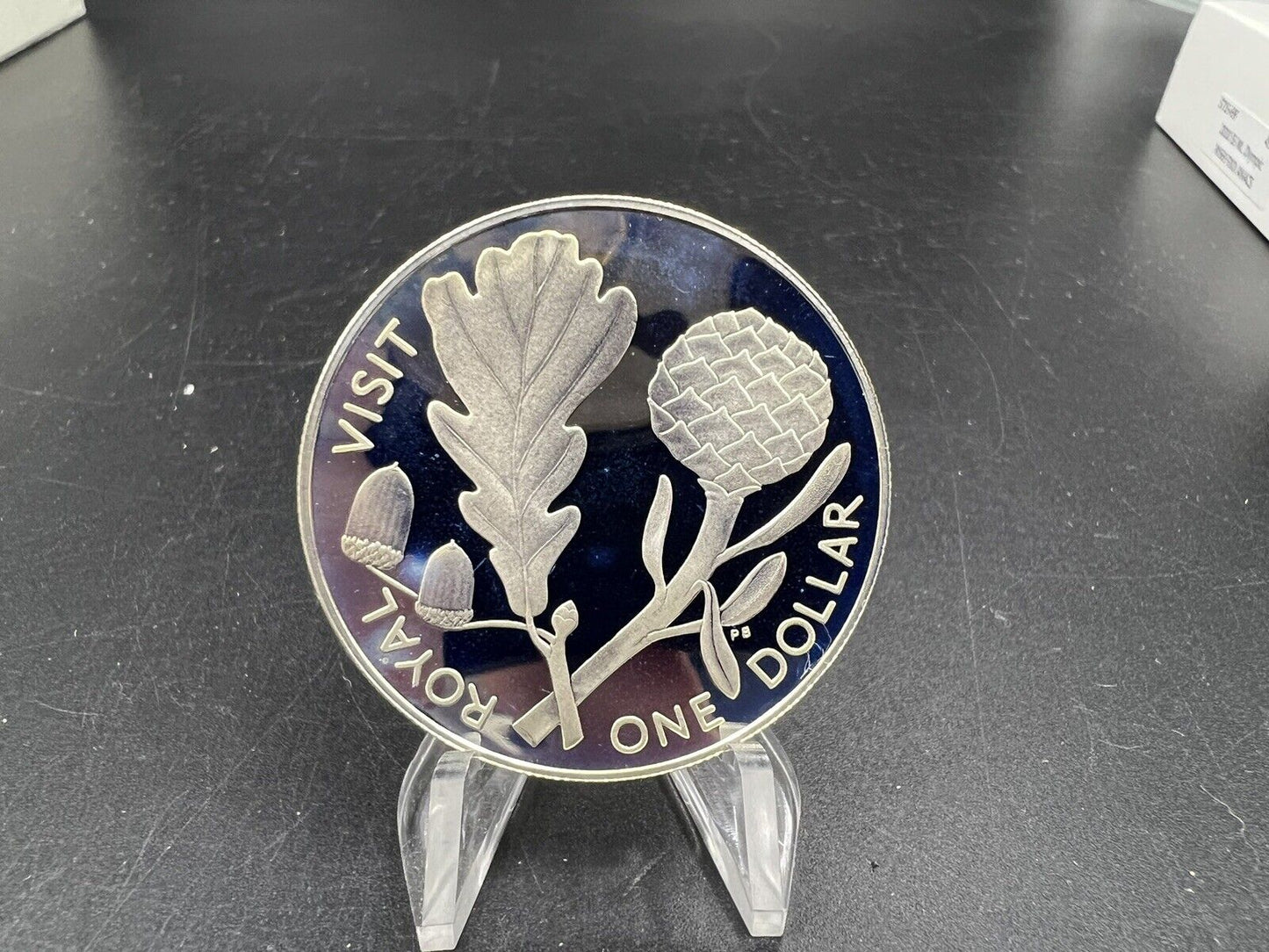 1981 New Zealand Royal Visit Queen Elizabeth II Gem Proof Silver Coin Blue Toner