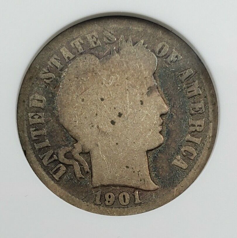 1901 O/O Barber Silver Dime Variety Coin ANACS AG Details FS-010 RPM FS-501