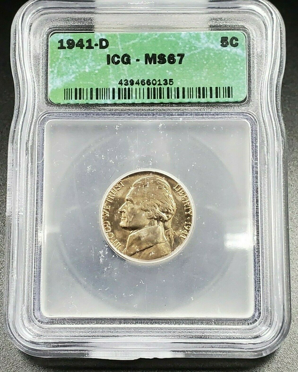 1941 D Jefferson Nickel Coin ICG MS67 Gem BU Uncirculated No Toning Business Ske