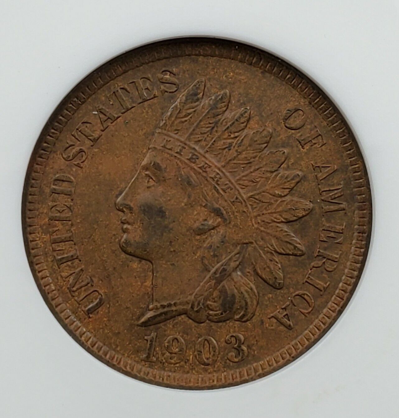 1903 Indian Cent Penny Error Variety ANACS MS62 BN RPD-008 S-14 Repunched Date