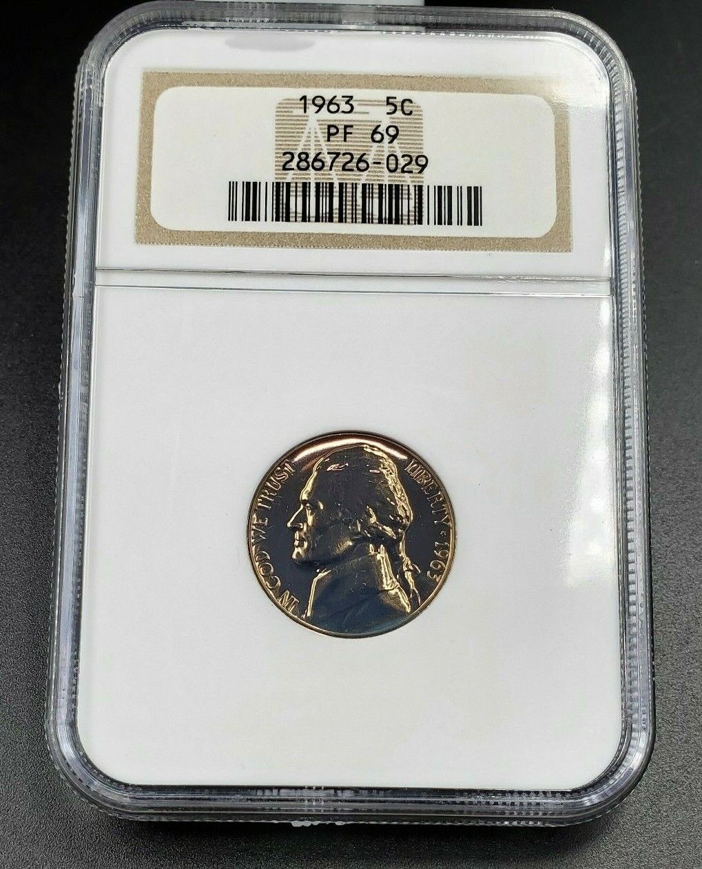 1963 P Jefferson Nickel Coin NGC PF69 Gem Proof ANA Brown Label Holder