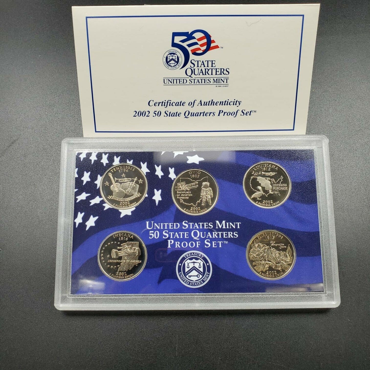 2002 S US Mint America Beautiful Quarter Proof CLAD 5 Coin Set Box COA OGP