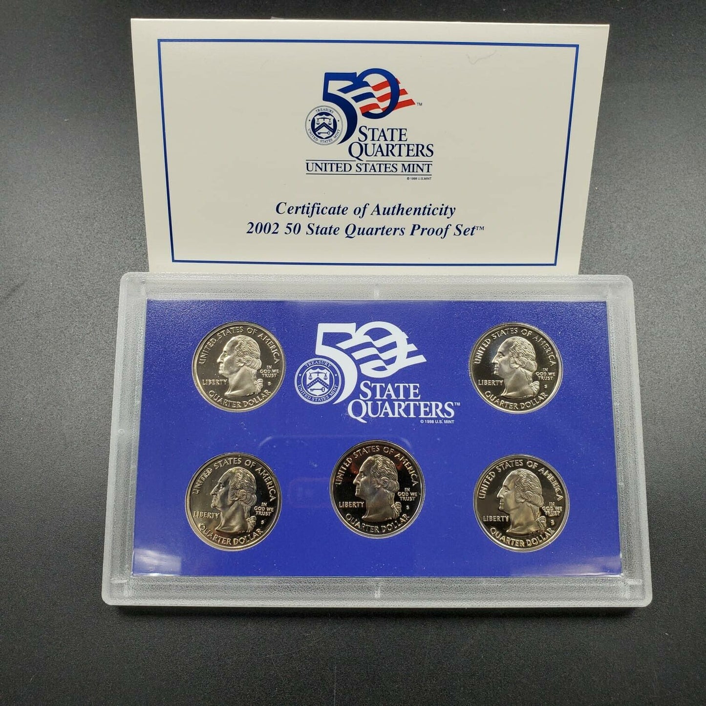 2002 S US Mint America Beautiful Quarter Proof CLAD 5 Coin Set Box COA OGP