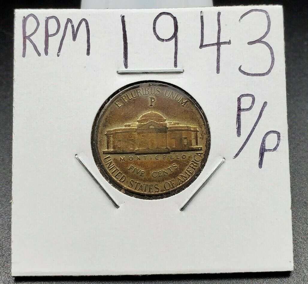1943 P P/P Jefferson Silver War Nickel Variety Coin RPM Circulated Condition