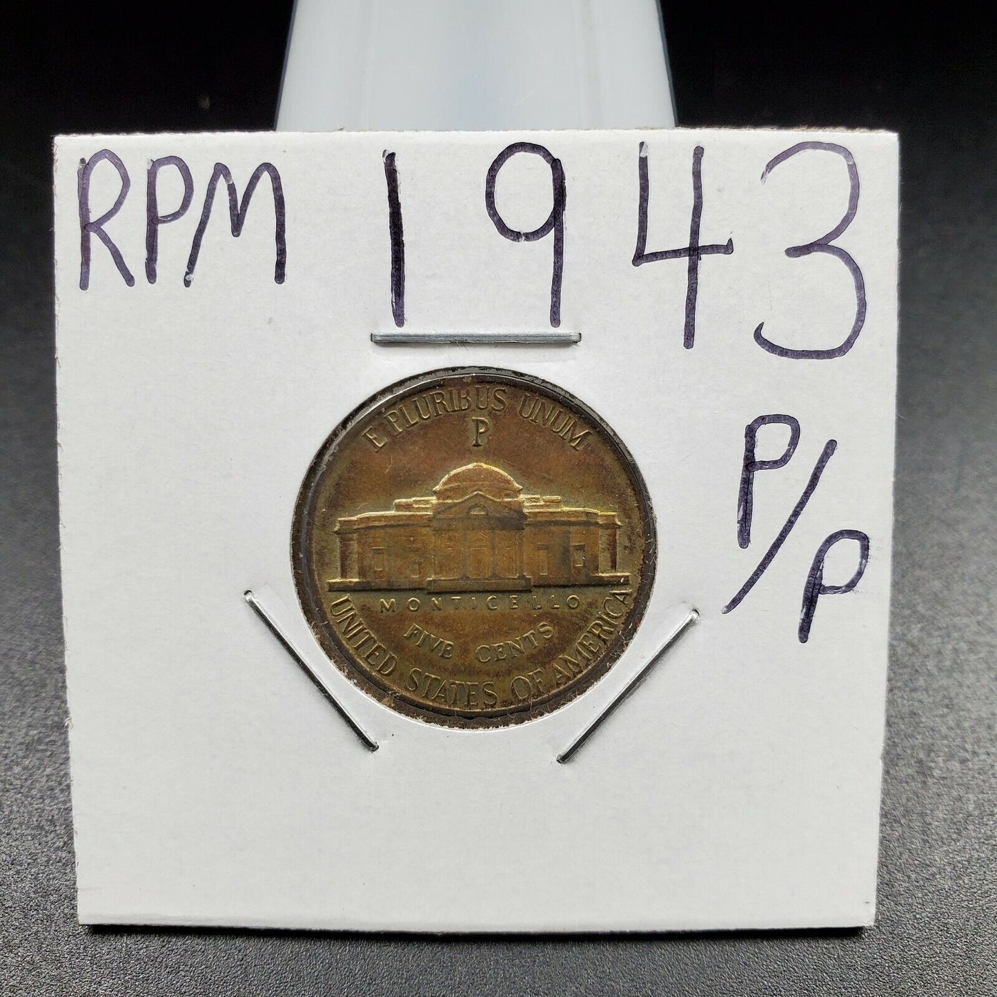 1943 P P/P Jefferson Silver War Nickel Variety Coin RPM Circulated Condition