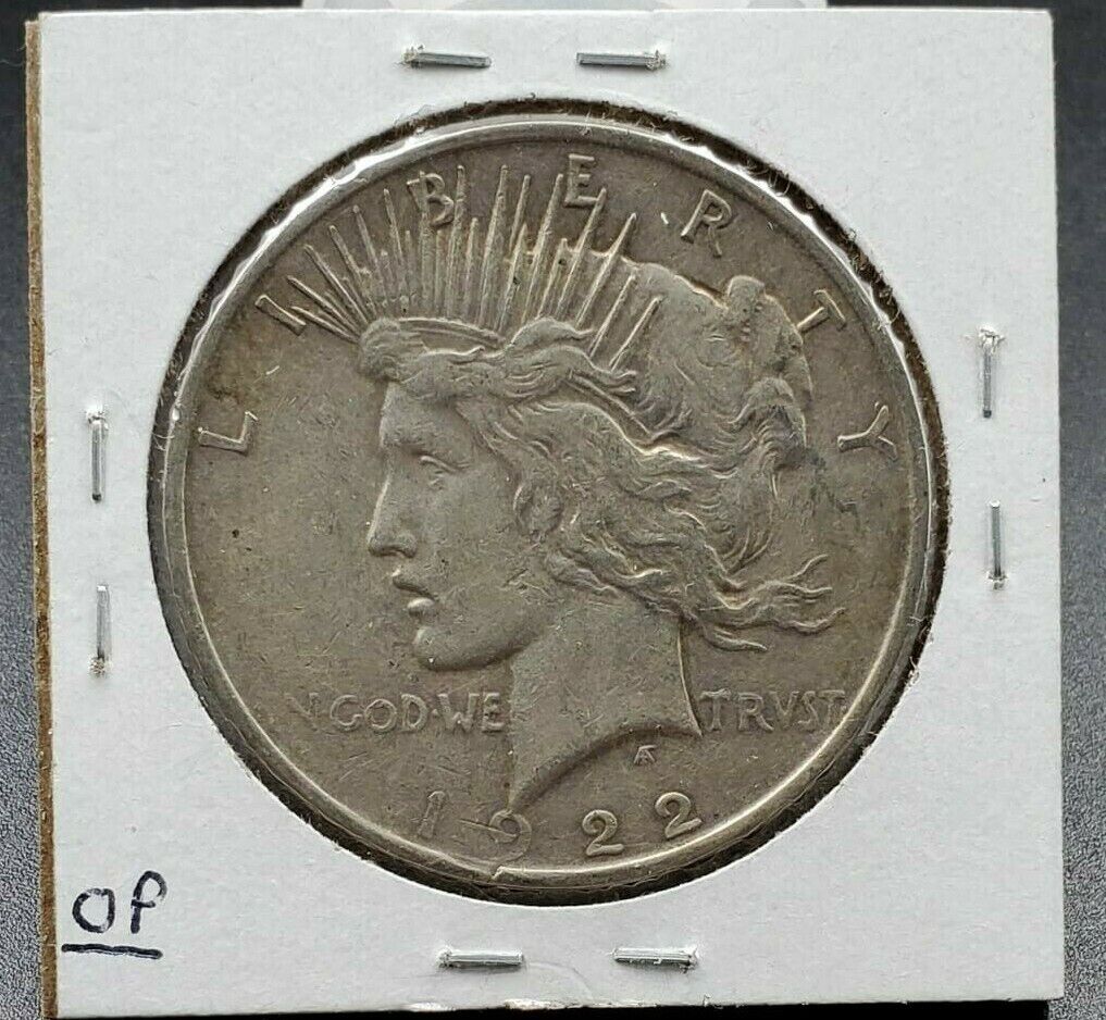 1922 d Peace Silver Dollar Error Coin VF Peeling Laminated Planchet w Strike DBL