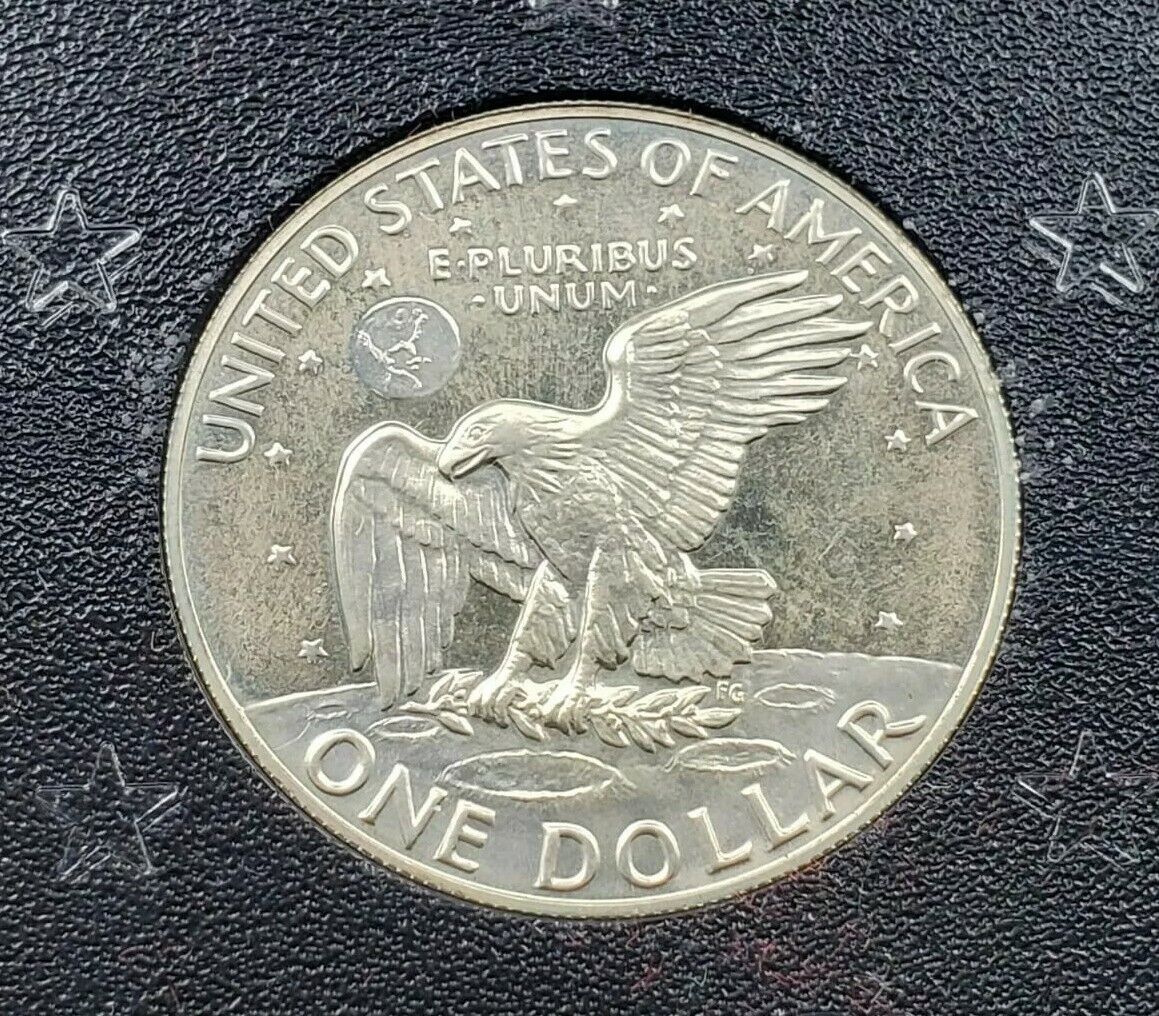 1973 S $1 Eisenhower Brown Ike 40% Proof Silver Dollar Coin Original Case Toned