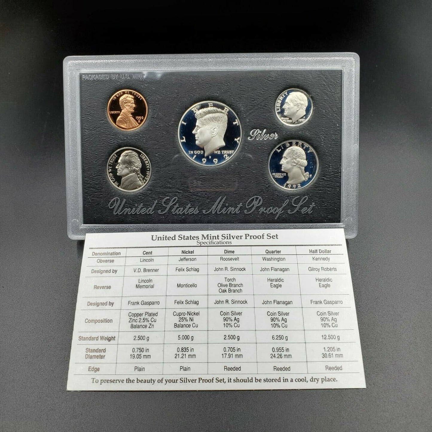 1992 S US Proof 90% Silver Coin Set OGP Combo Ship Discount RobinsonsCoinTown
