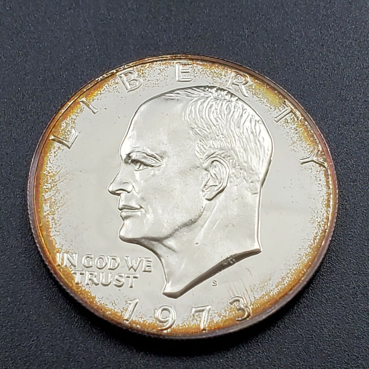 1973 S Eisenhower Silver GEM Key Proof Dollar Coin Halo Amber Toning OBV PQ *