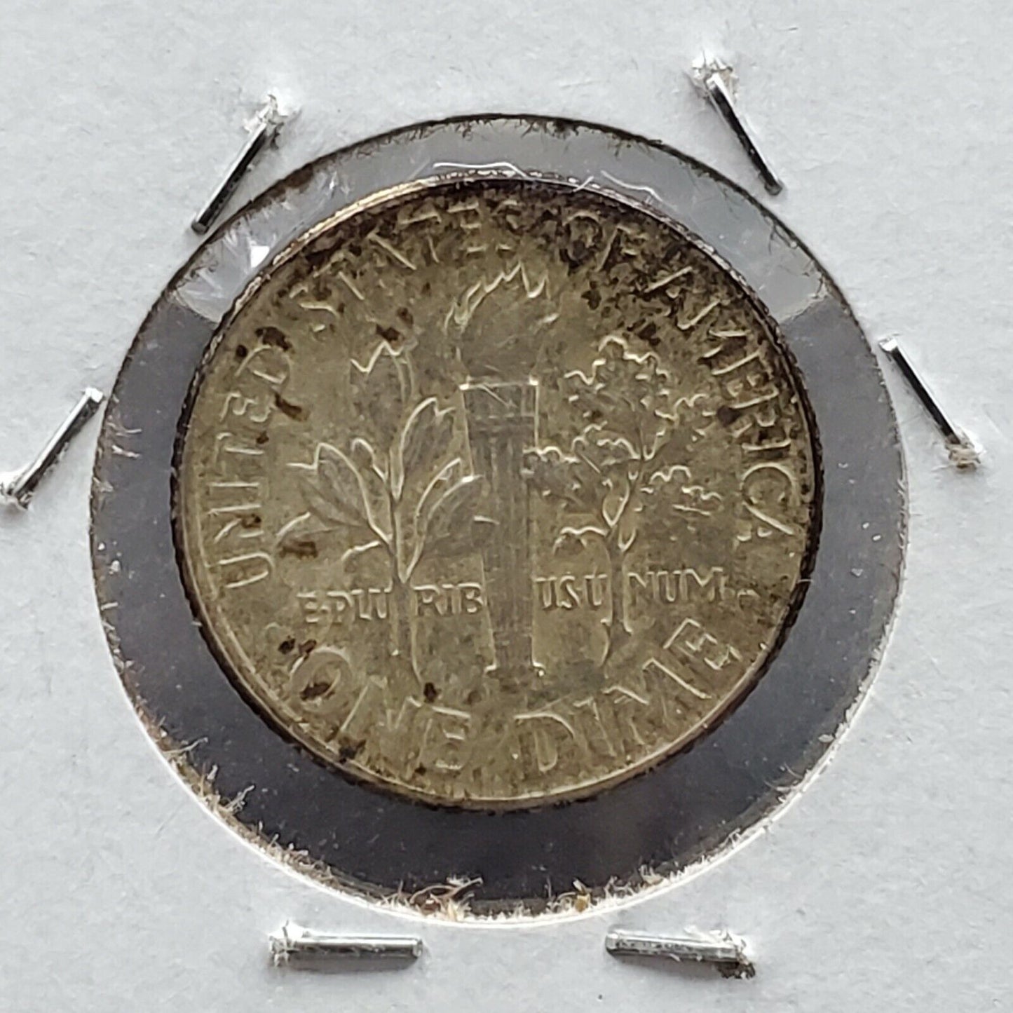 1954 Dime Error Die crack Variety Hitler Mustache on Roosevelt or Bugs Bunny Unc
