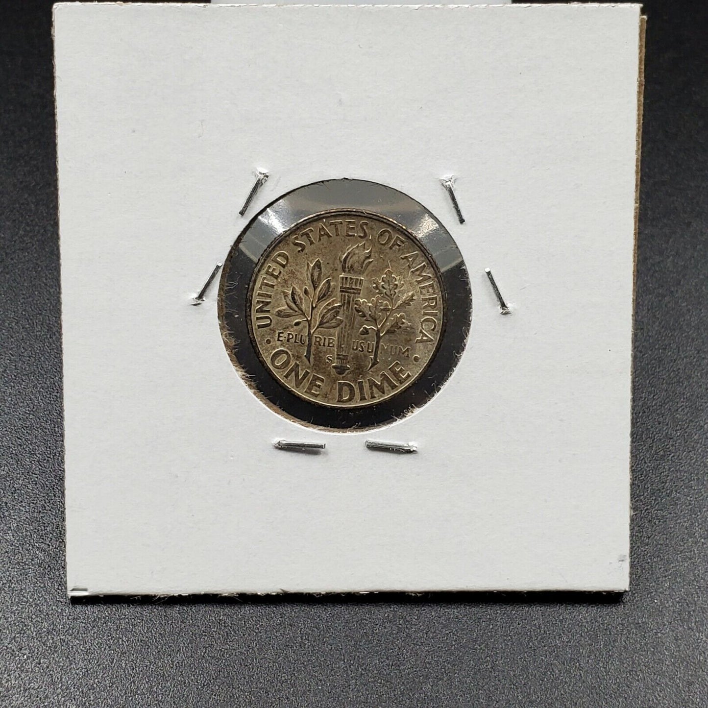 1946 S Roosevelt Silver Dime Coin UNC Neat Toning Trumpet Tailed S Variety Coin
