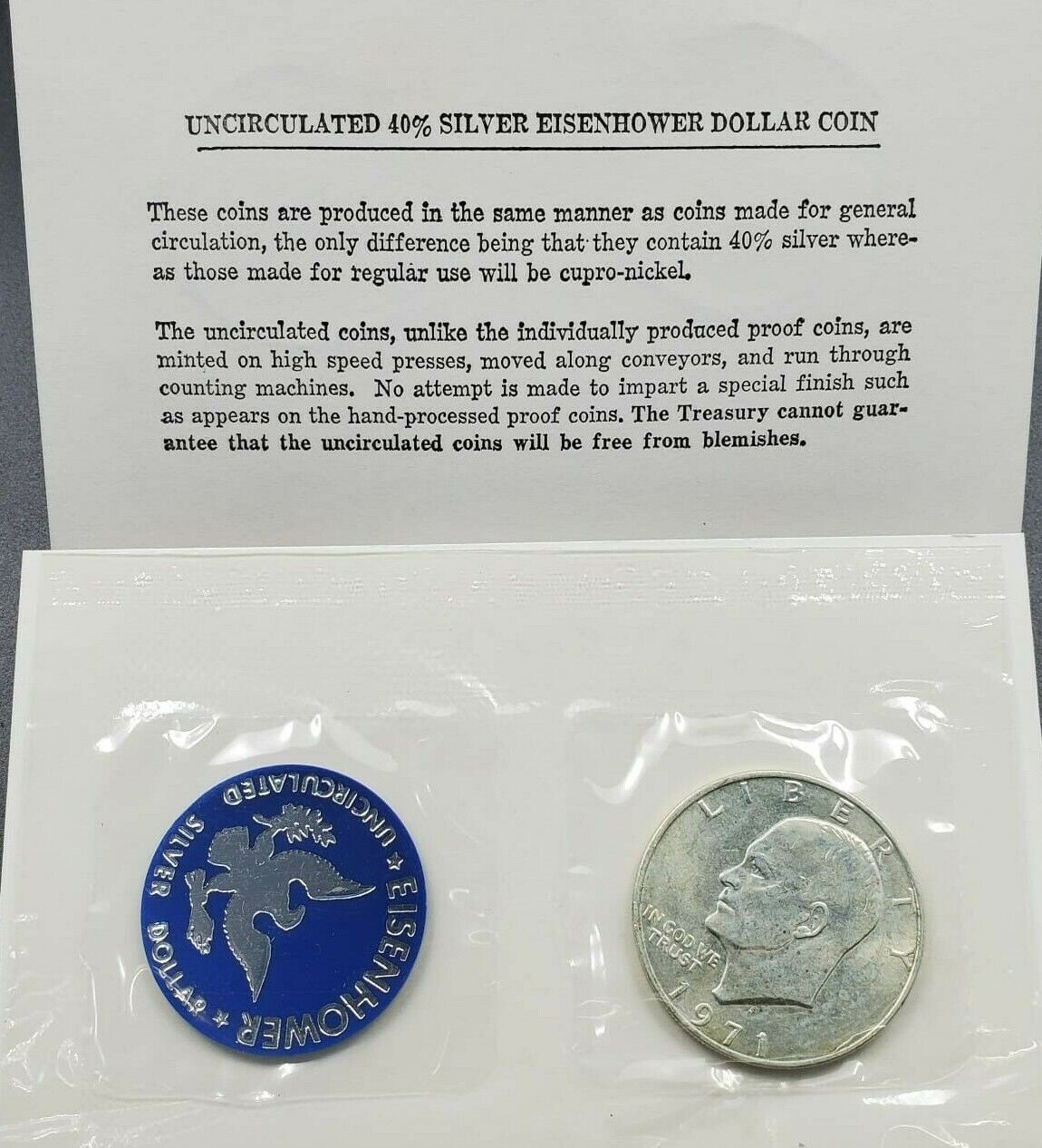 1971 S US $1 EISENHOWER Blue Ike Silver Dollar OGP RobinsonsCoinTown Combo Ship