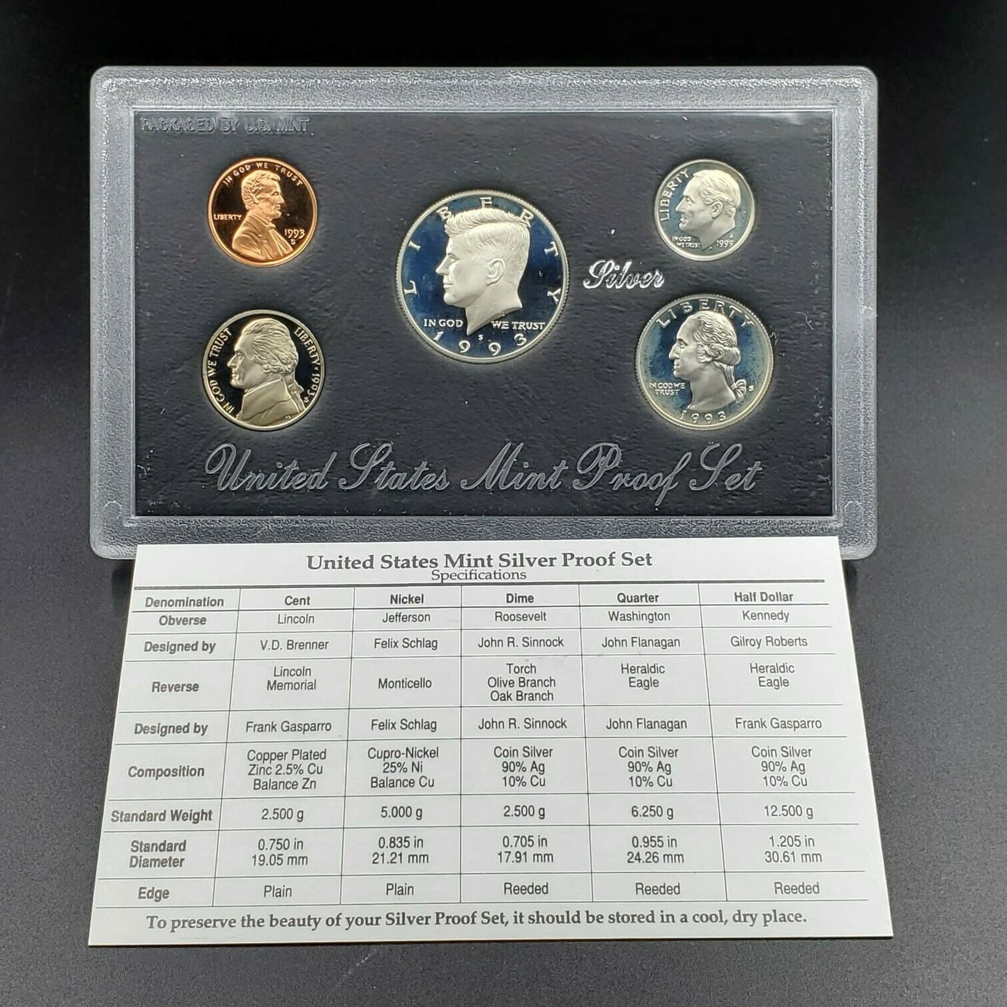 1993 S US Proof 90% Silver Coin Set OGP Combo Ship Discount RobinsonsCoinTown