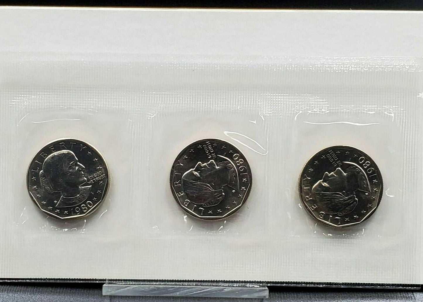 1980 U.S. MINT SUSAN B. ANTHONY SOUVENIR DOLLAR SETS 3 COIN Set Uncirculated