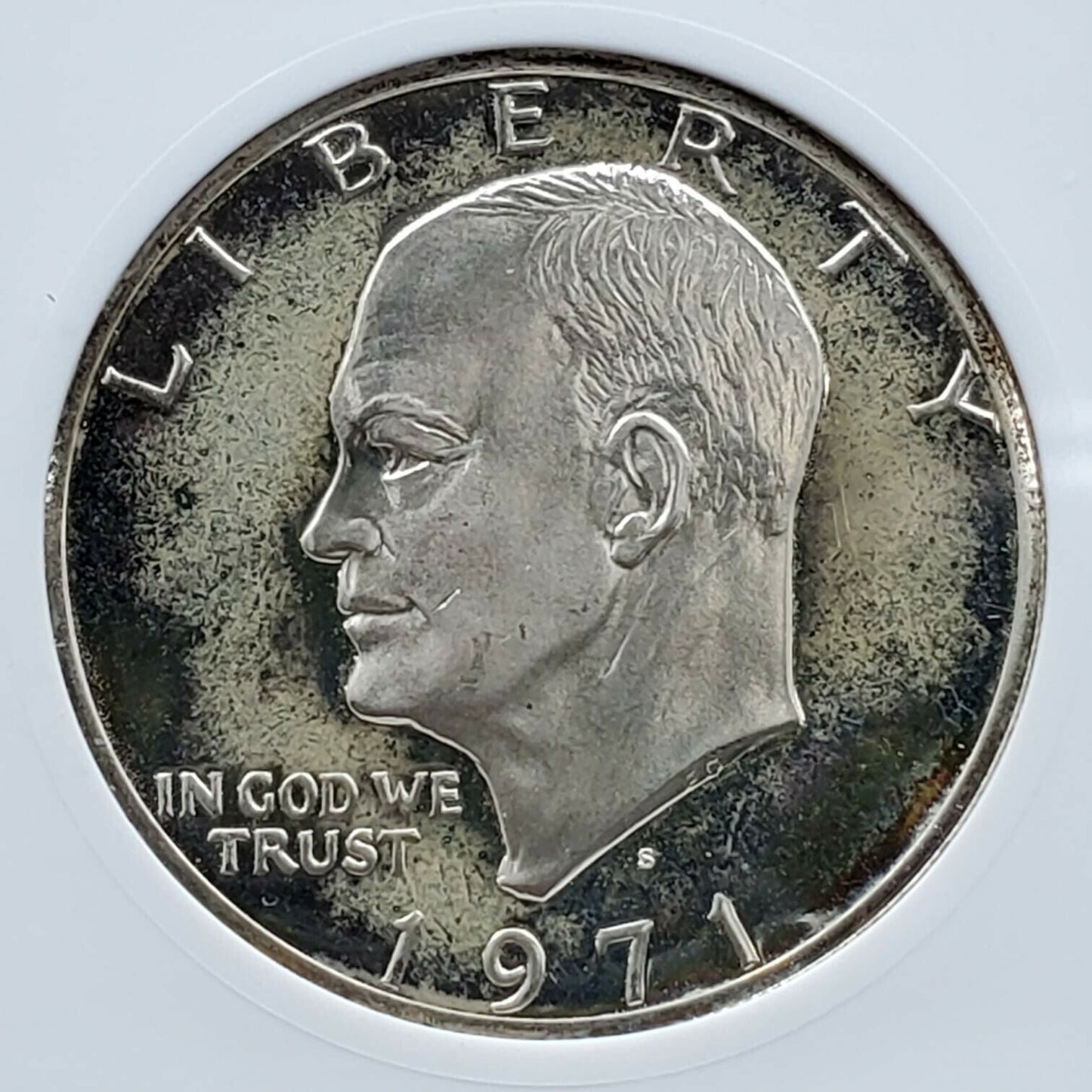 1971 S $1 Ike Eisenhower Silver Coin Dollar ANACS PF64 HVY Cameo Variety DDO 042