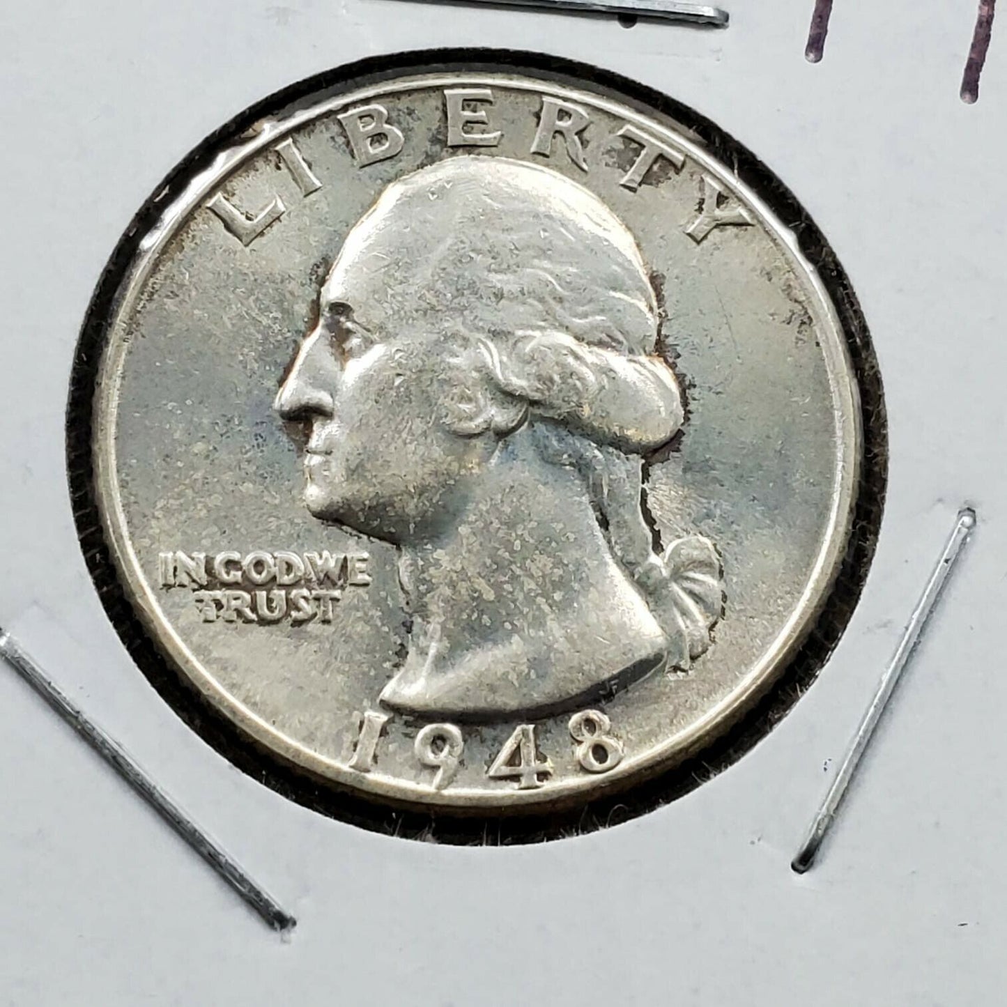 1948 P Washington Silver Quarter Coin CHOICE UNCIRCULATED BU TONED