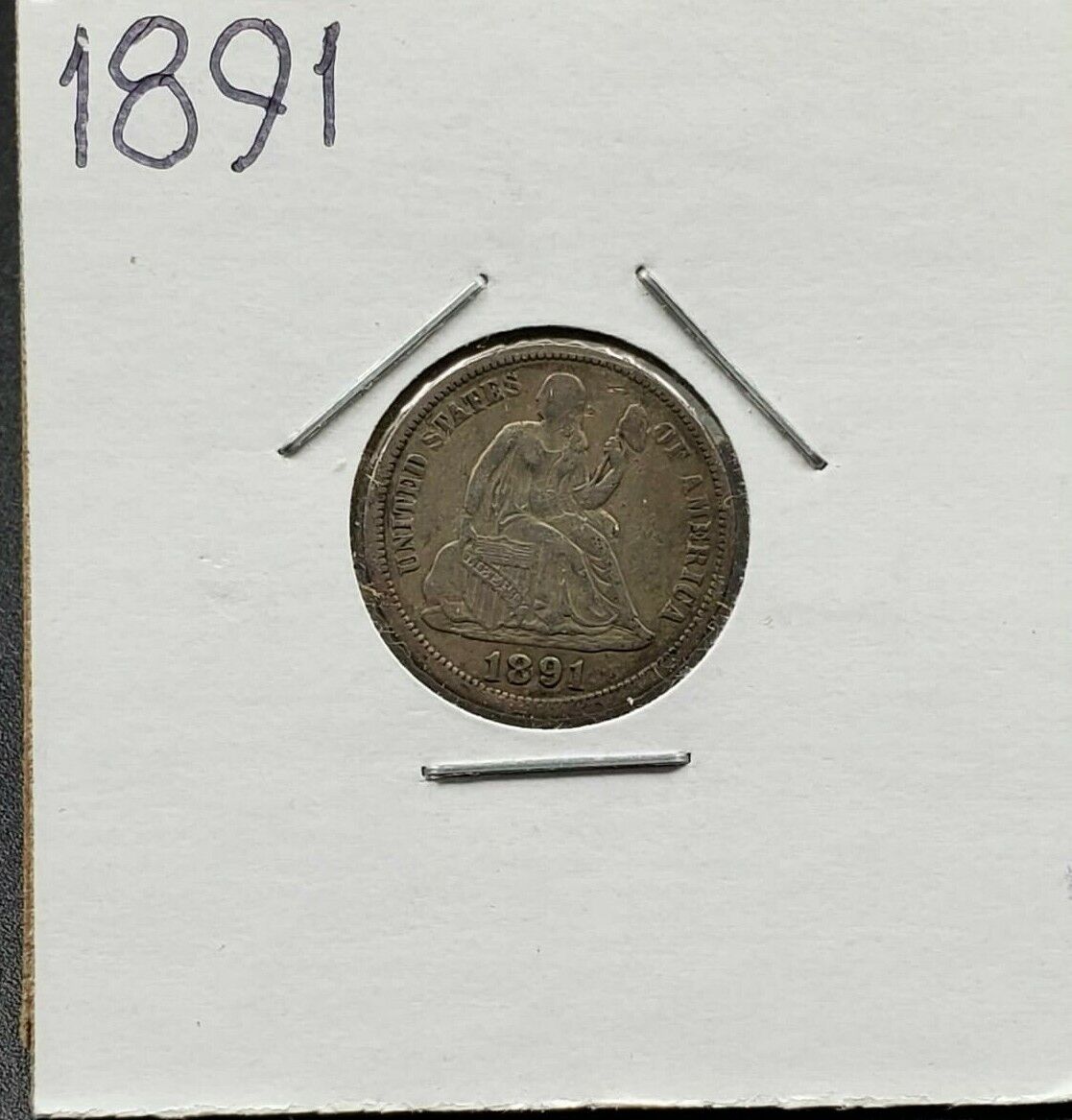 1891 P Liberty Seated Silver Dime Coin Choice VF Very Fine Condition