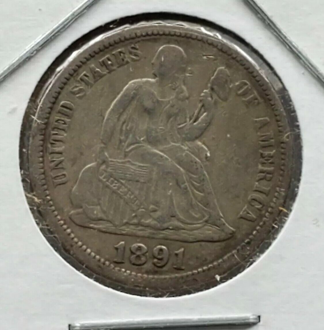 1891 P Liberty Seated Silver Dime Coin Choice VF Very Fine Condition