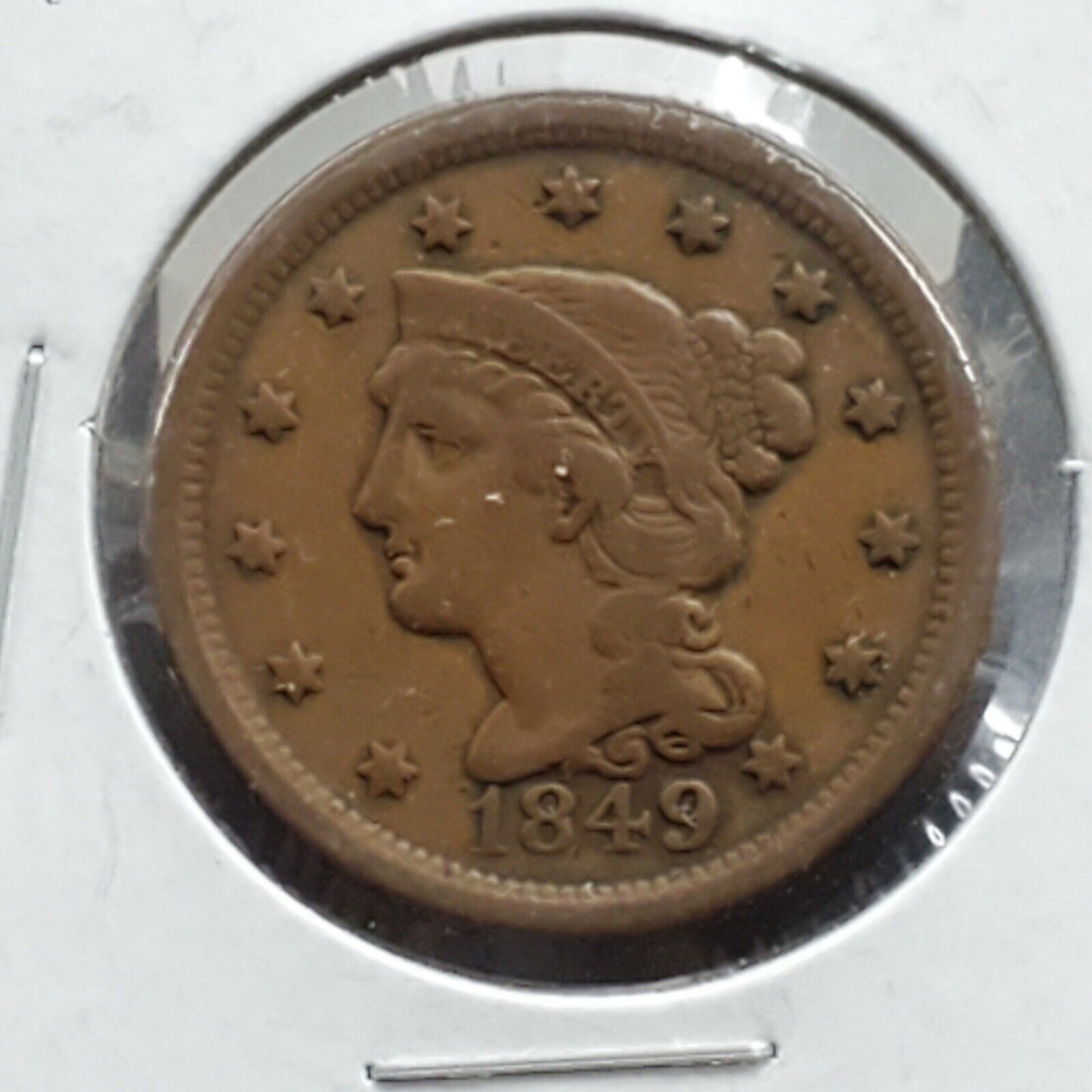 1849 Braided Classic Liberty Head US Large Cent 1c CHOICE VF VERY FINE Circulate