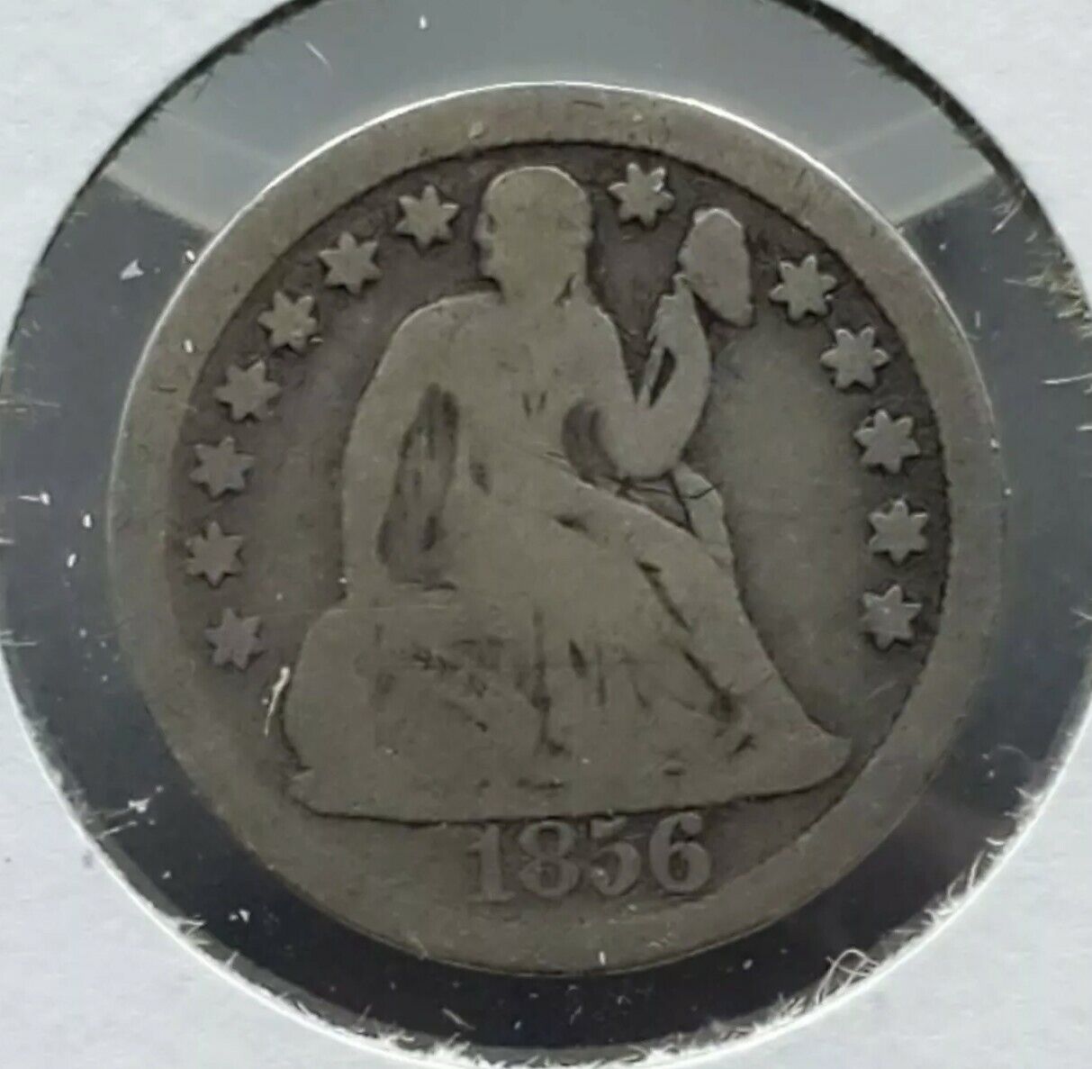 1856 P Liberty Seated Dime Silver Coin LG Large Date Variety G Good Circulated