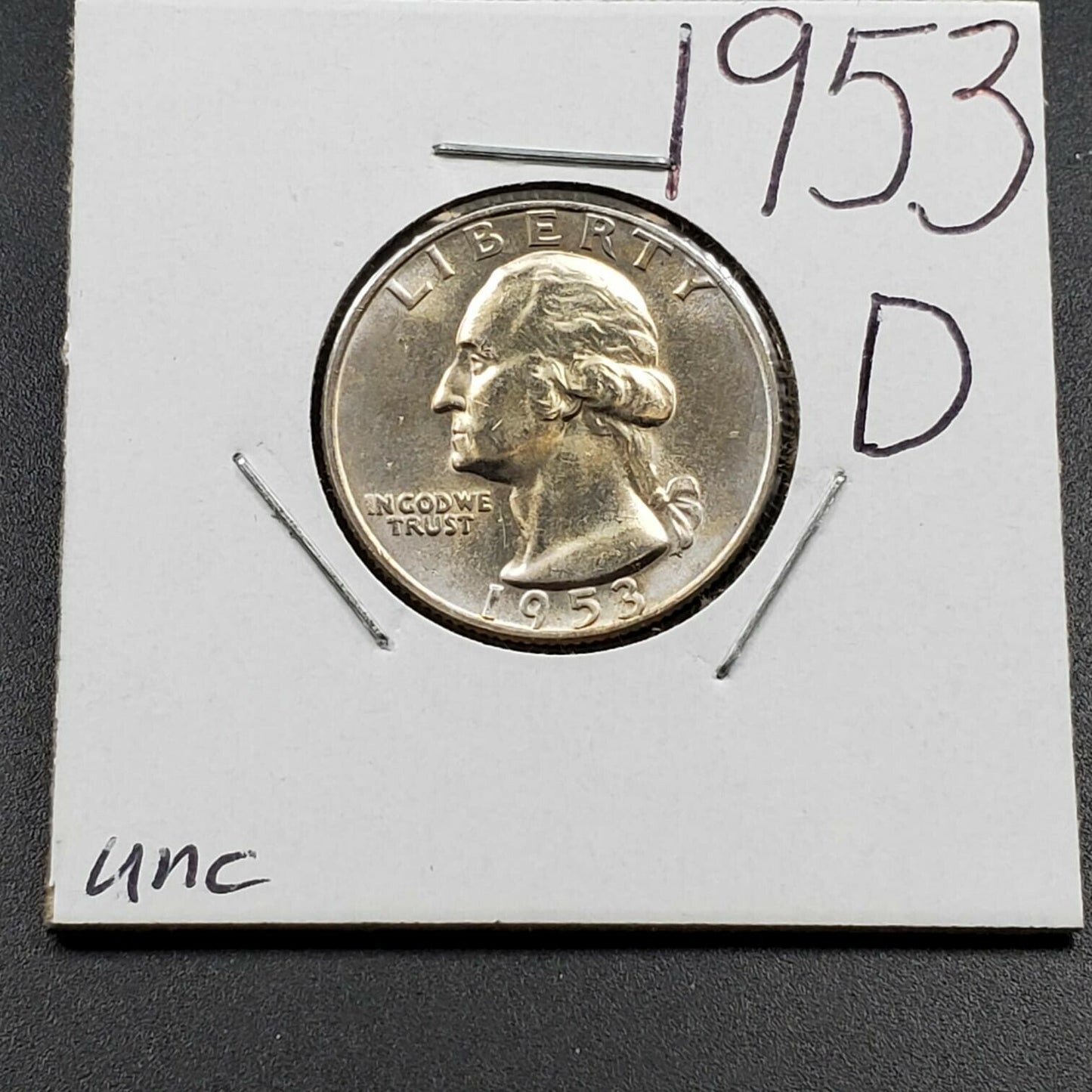 1953 D Washington Silver Quarter Coin CHOICE UNCIRCULATED BU SOME TONING