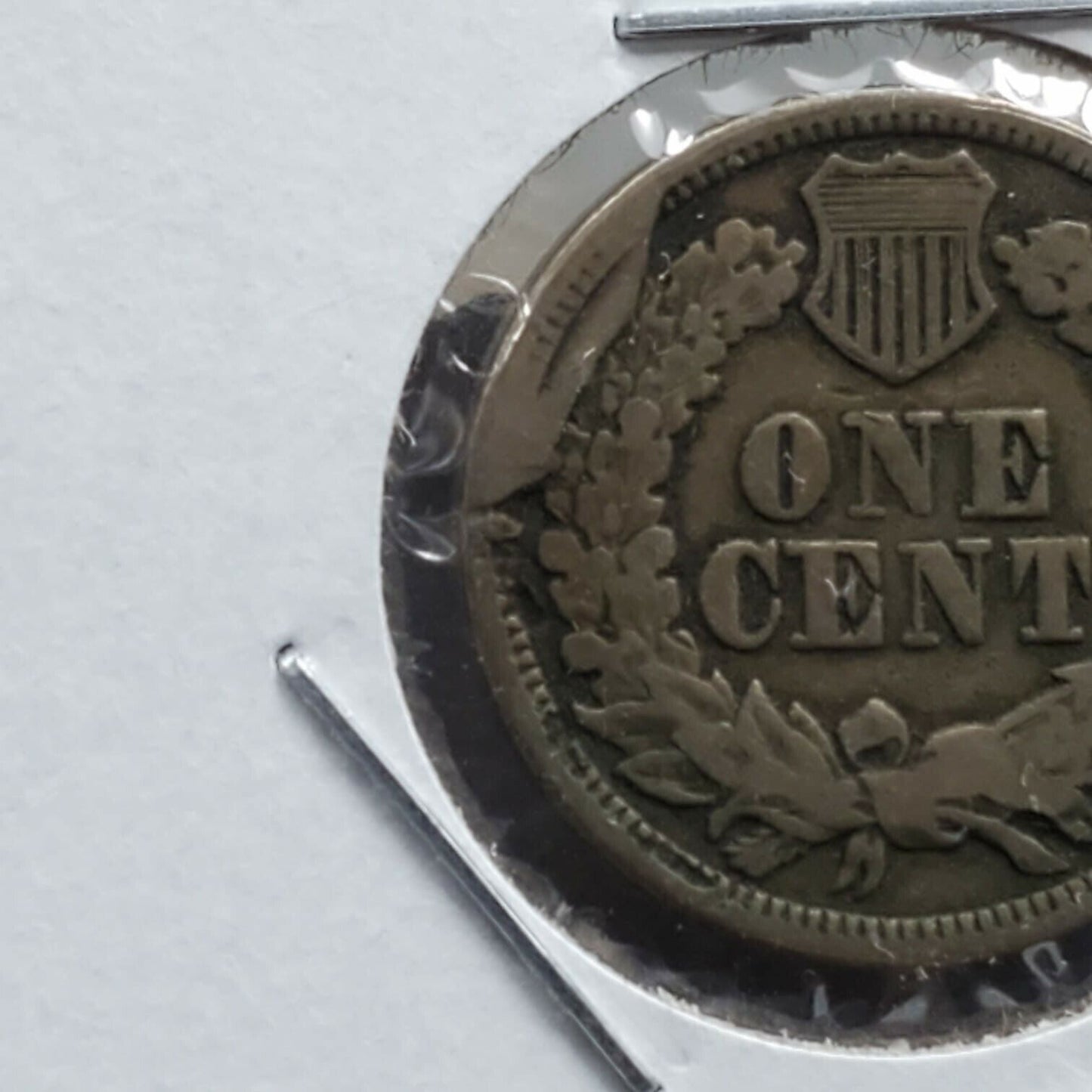 1863 P 1c Copper Nickel Indian Small Cent Penny Coin Retained Die Cudd Error REV