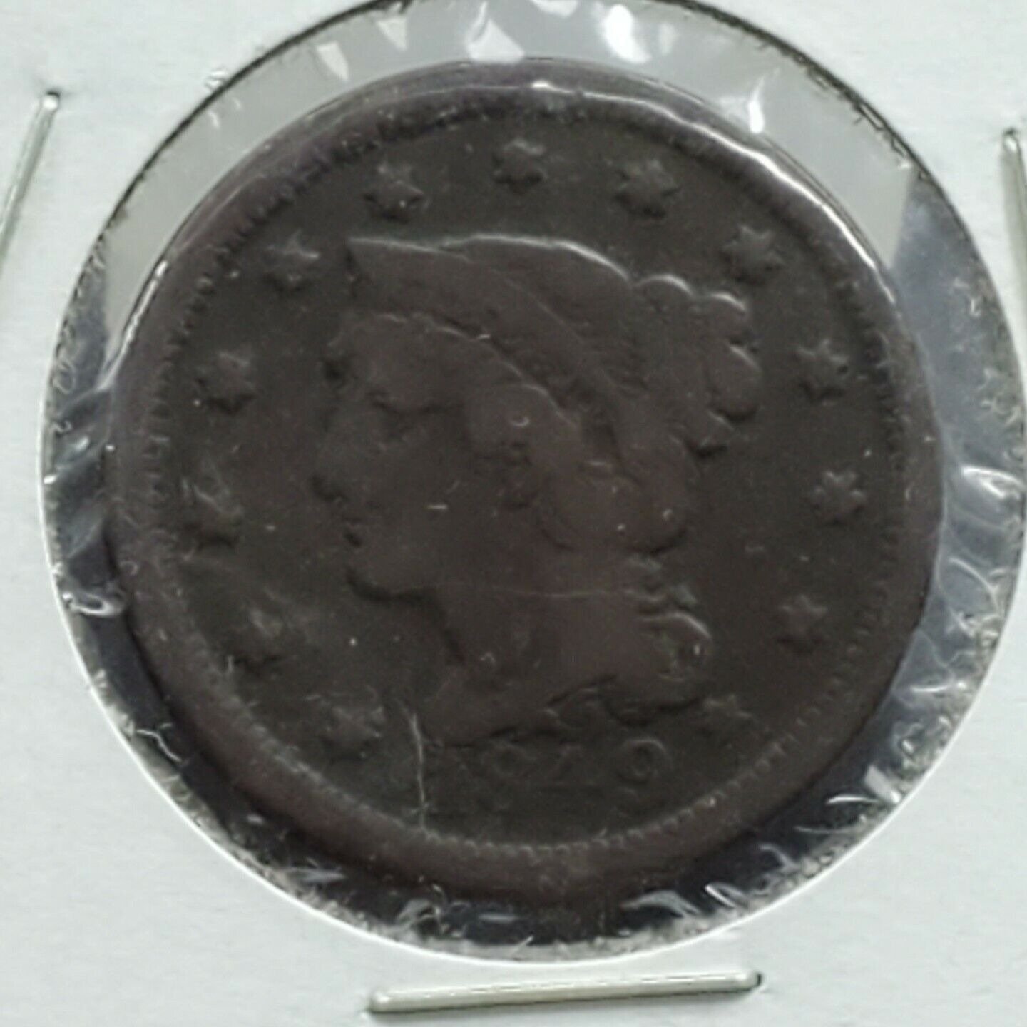 1849 Braided Classic Liberty Head US Large Cent 1c FINE DETAILS ENVIROMENT DAMAG